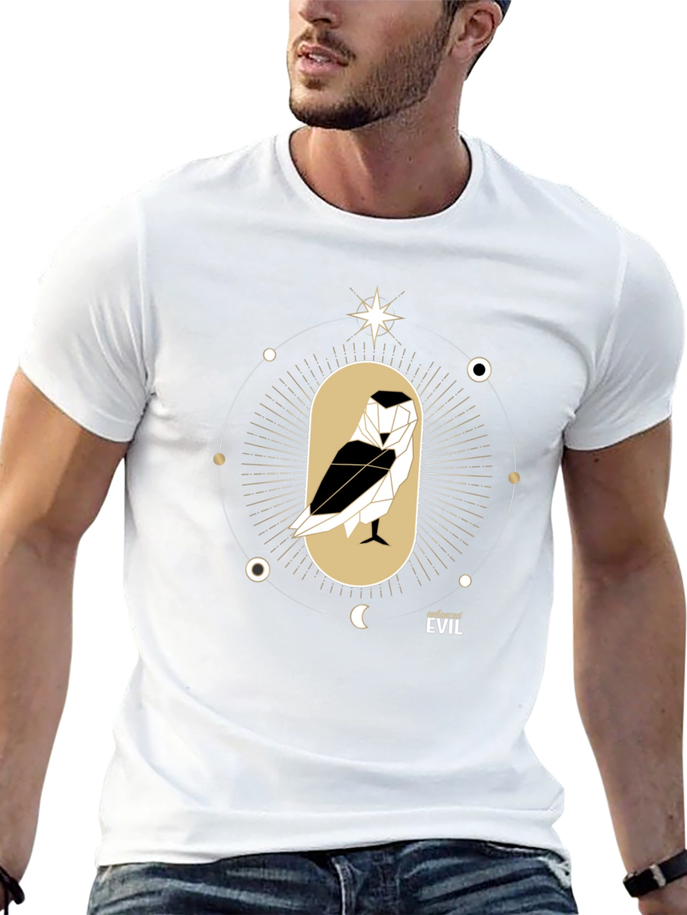 Enforced Evil Geometric Owl Graphic T-Shirt