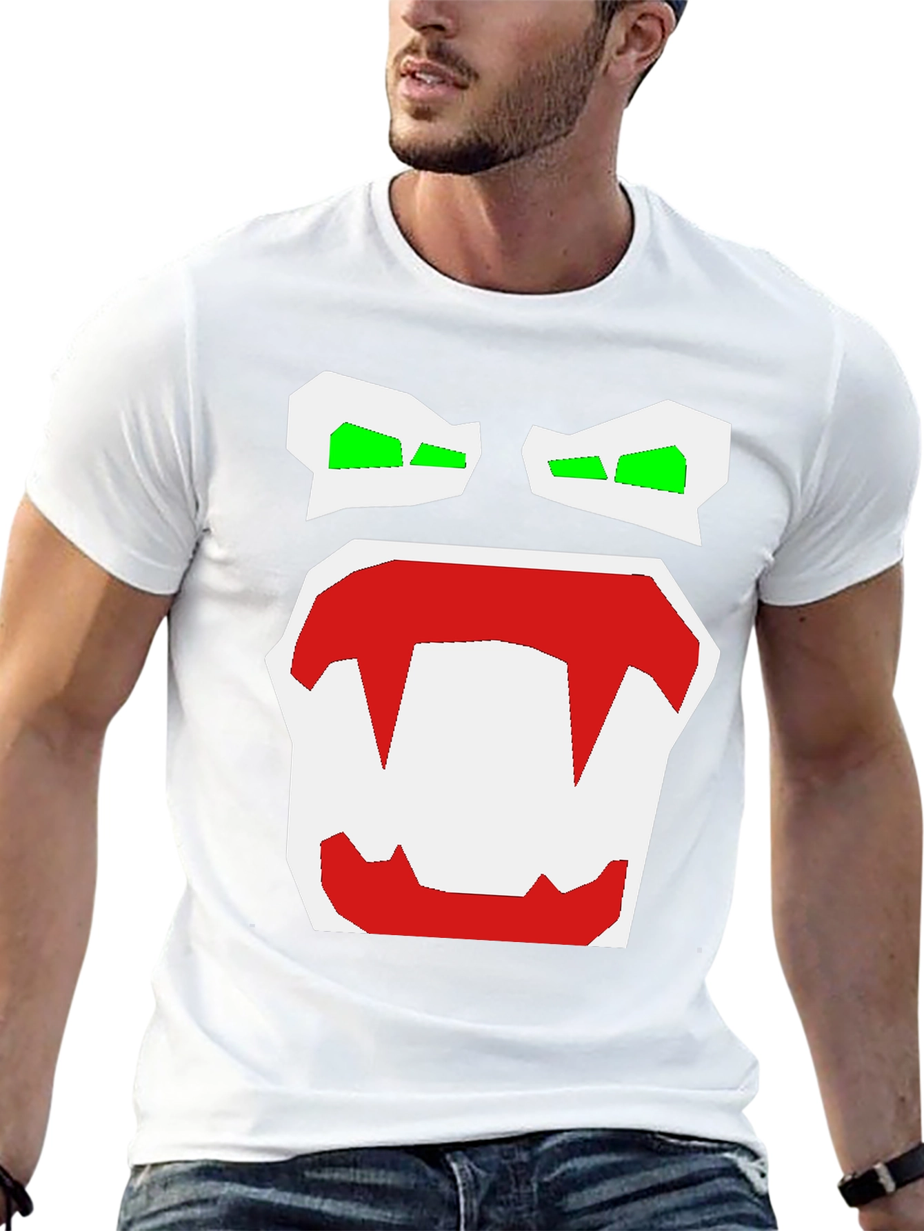 Monster Face Graphic Tee - Black Cotton Blend