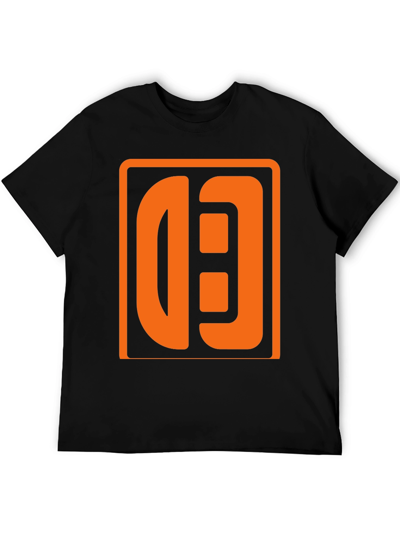 Bold Graphic Tee: Black T-Shirt with Orange Logo