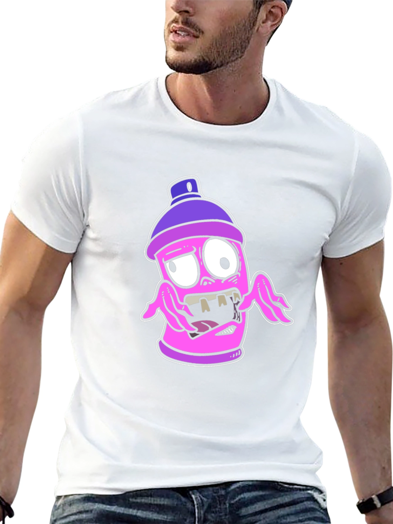 Cartoon Spray Can Graphic T-Shirt