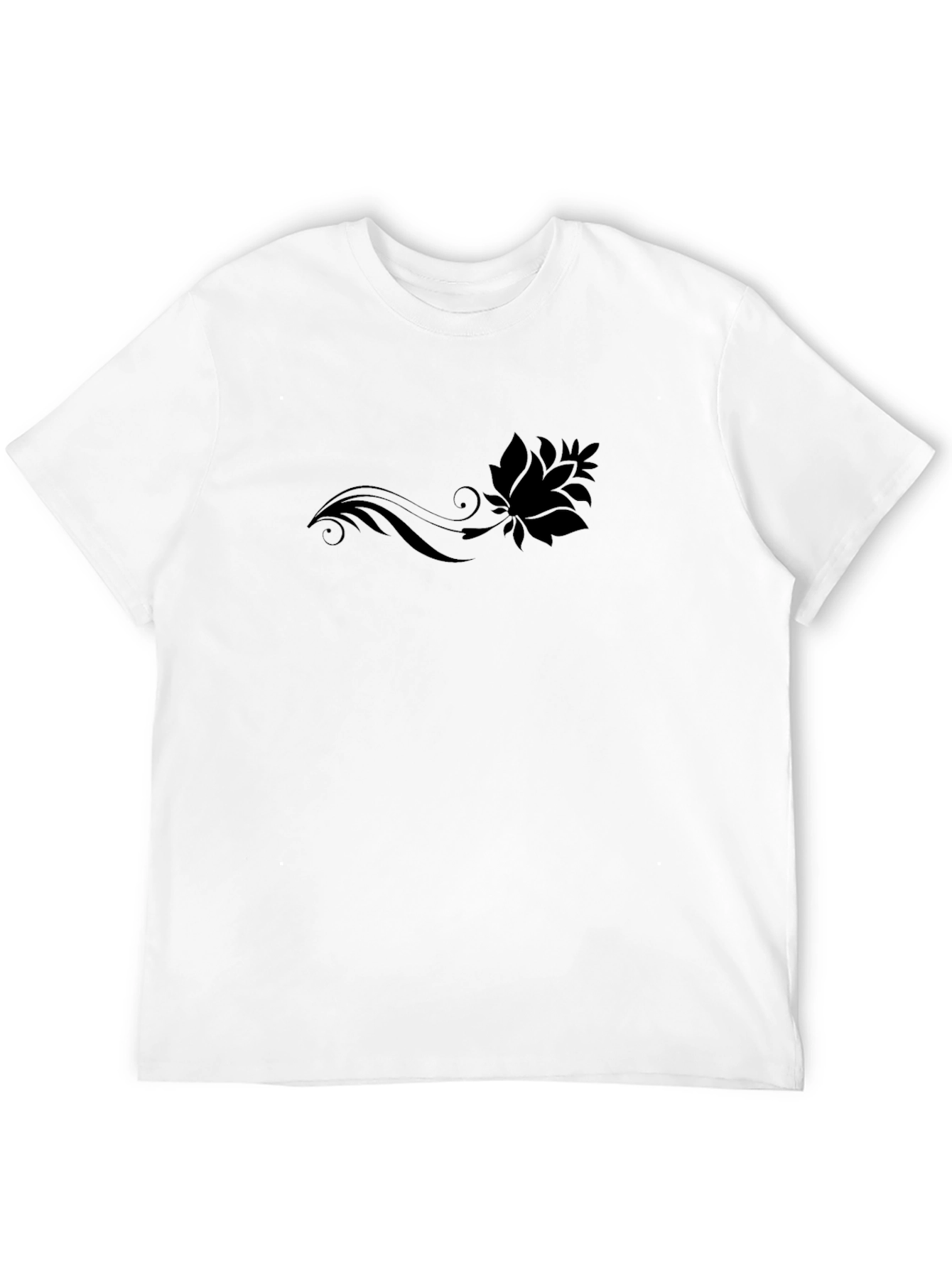Mens Black T-Shirt with Floral Design