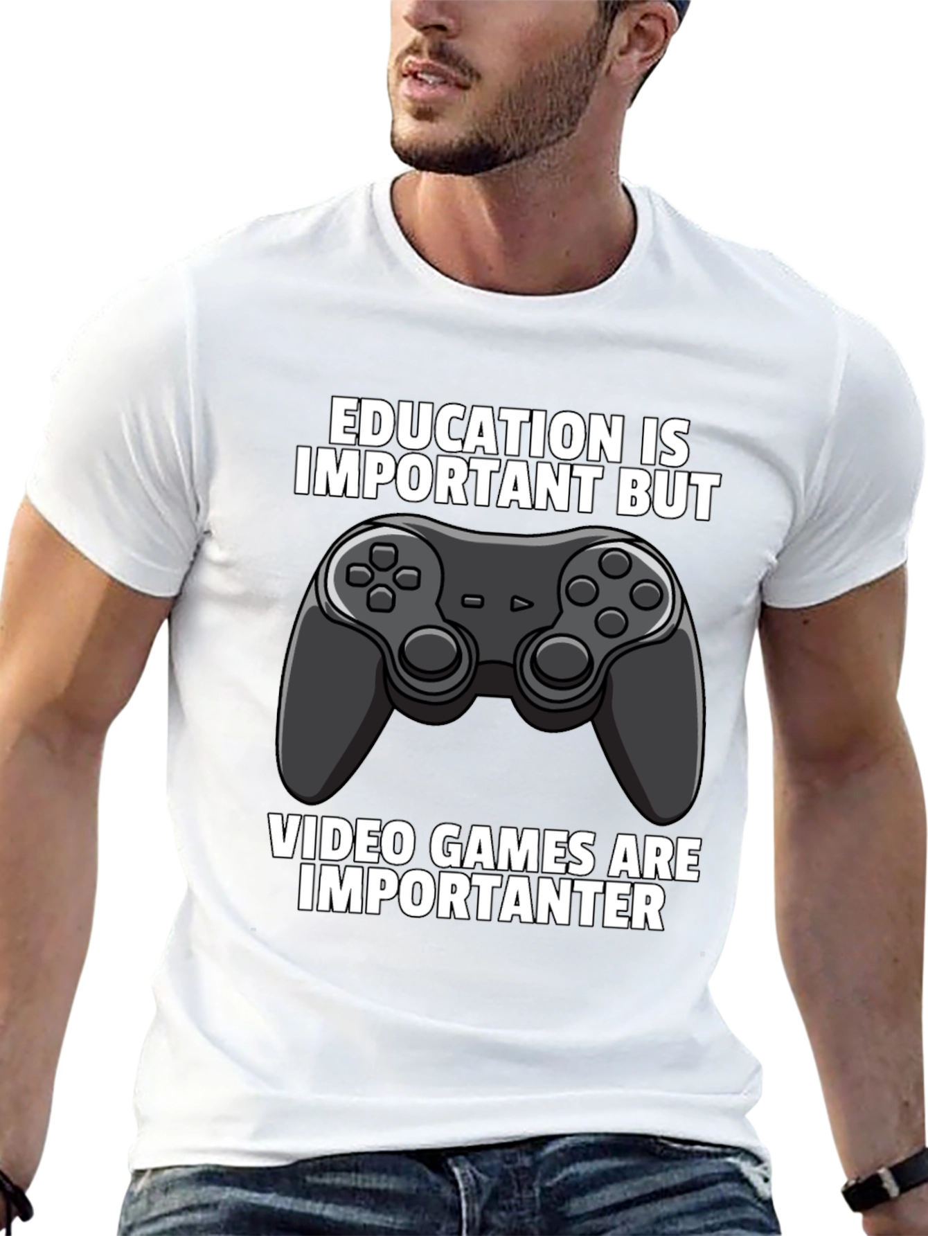 Funny Gamer T-Shirt: Education vs. Video Games