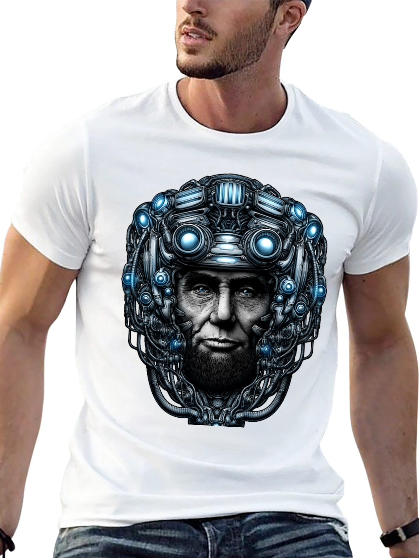 Cyberpunk Lincoln T-Shirt - Futuristic Design