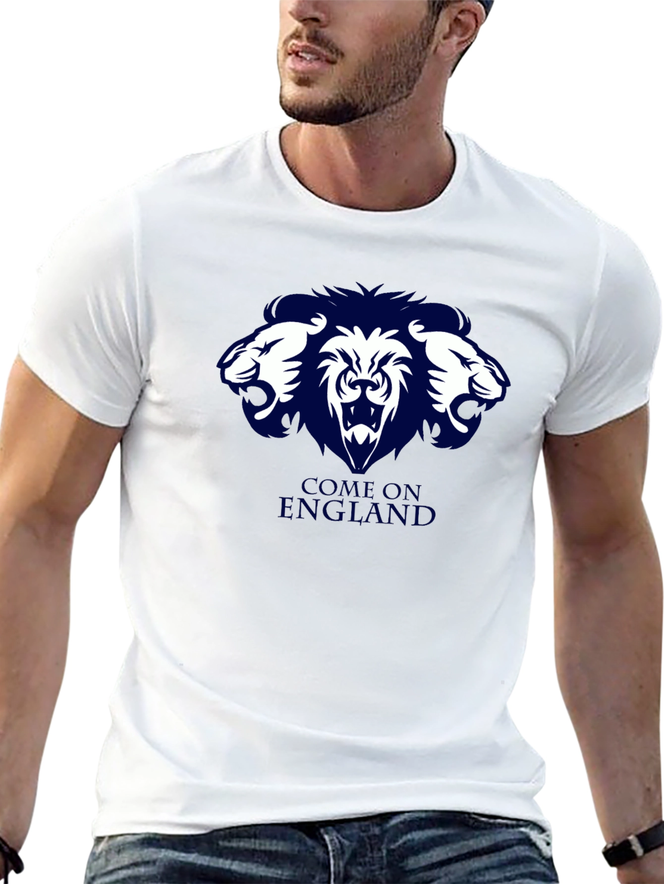 Come On England Three Lions Black T-Shirt