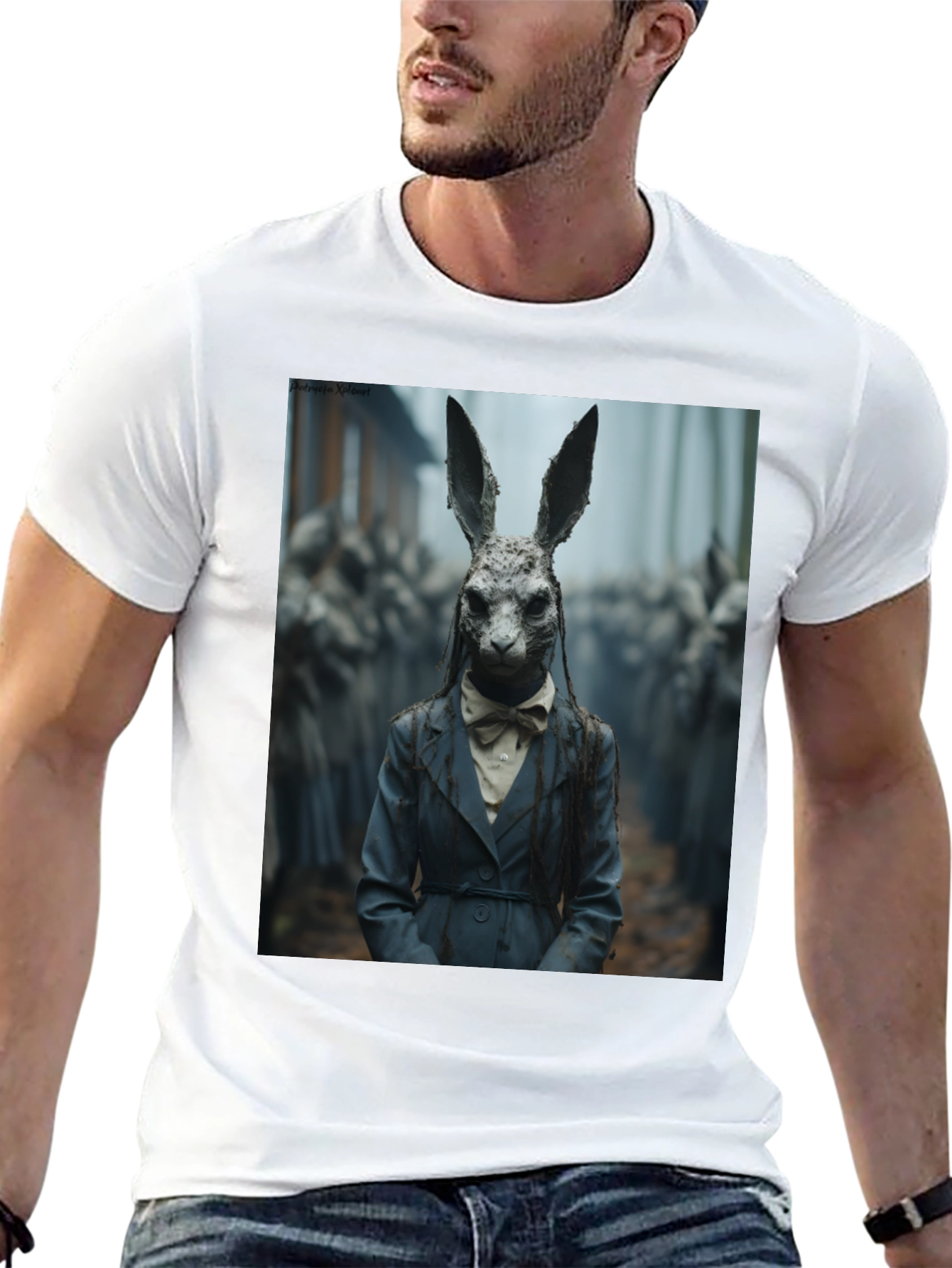 Creepy Rabbit Portrait T-Shirt