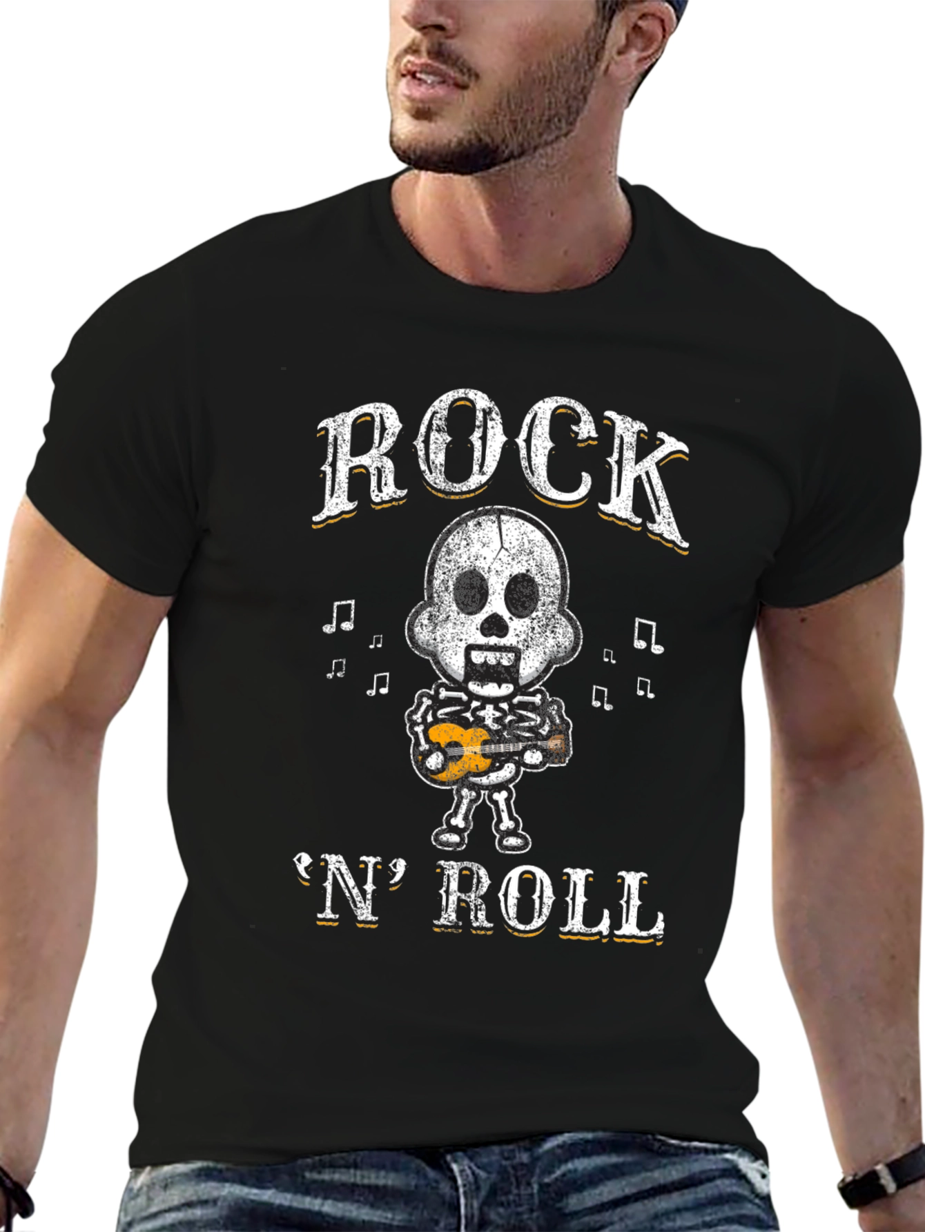 Rock N Roll Skeleton Graphic T-Shirt