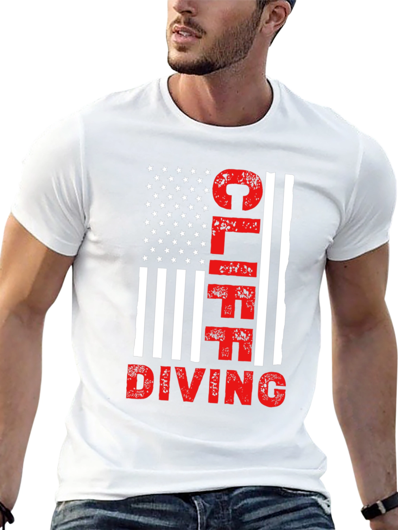 Cliff Diving American Flag Graphic T-Shirt