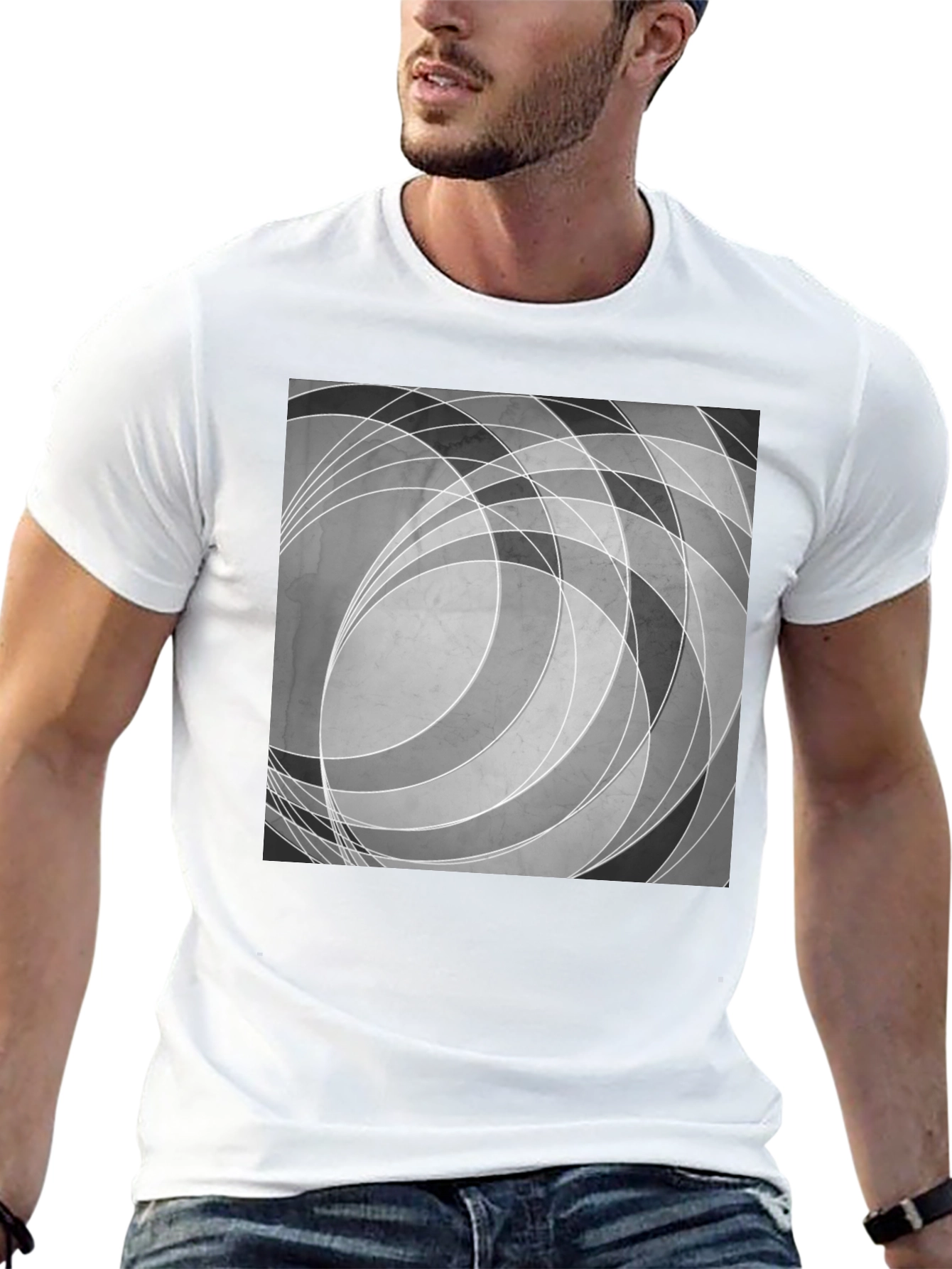 Abstract Circle Graphic Black T-Shirt