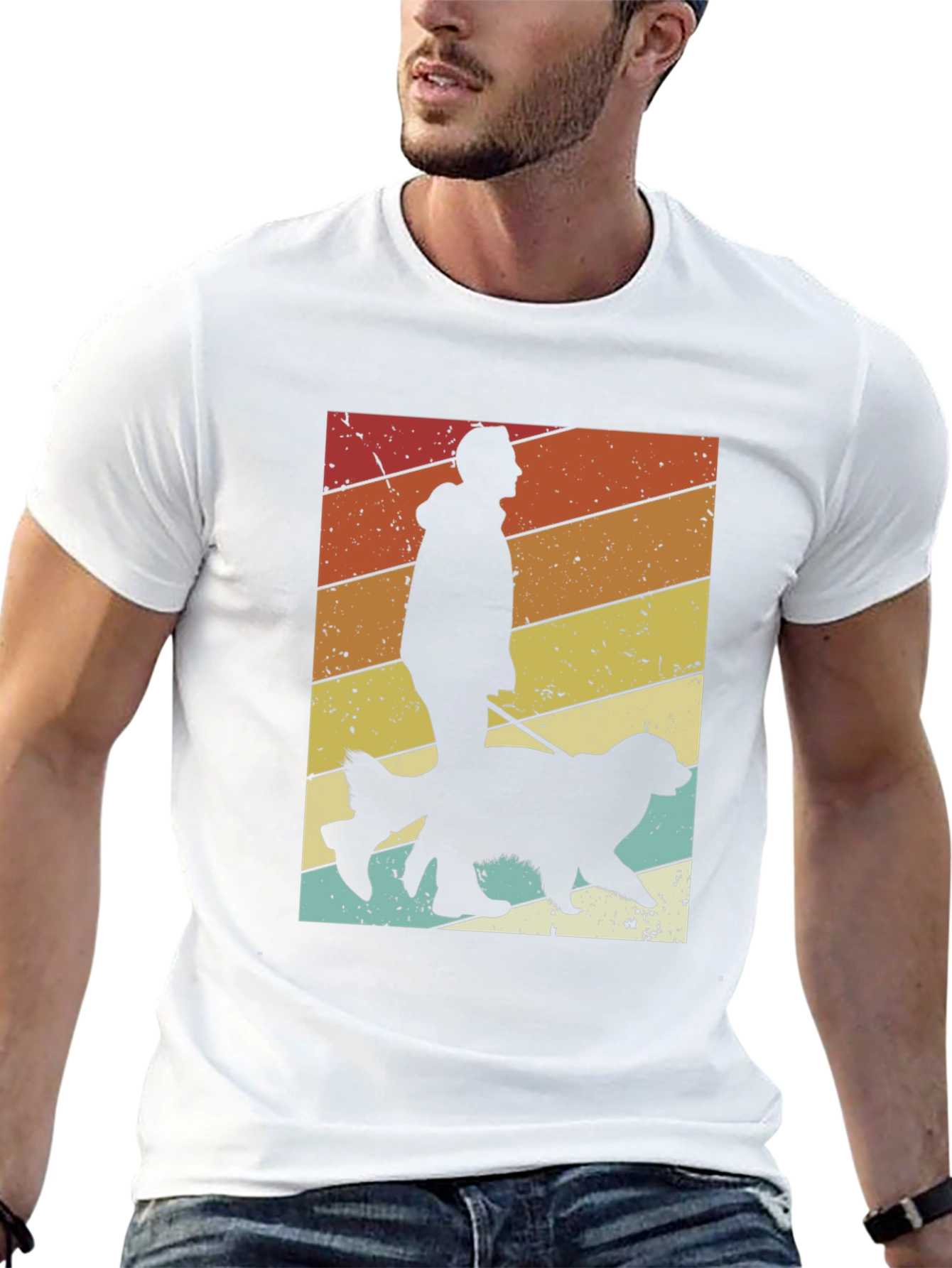 Retro Dog Walk T-Shirt Black Graphic Tee