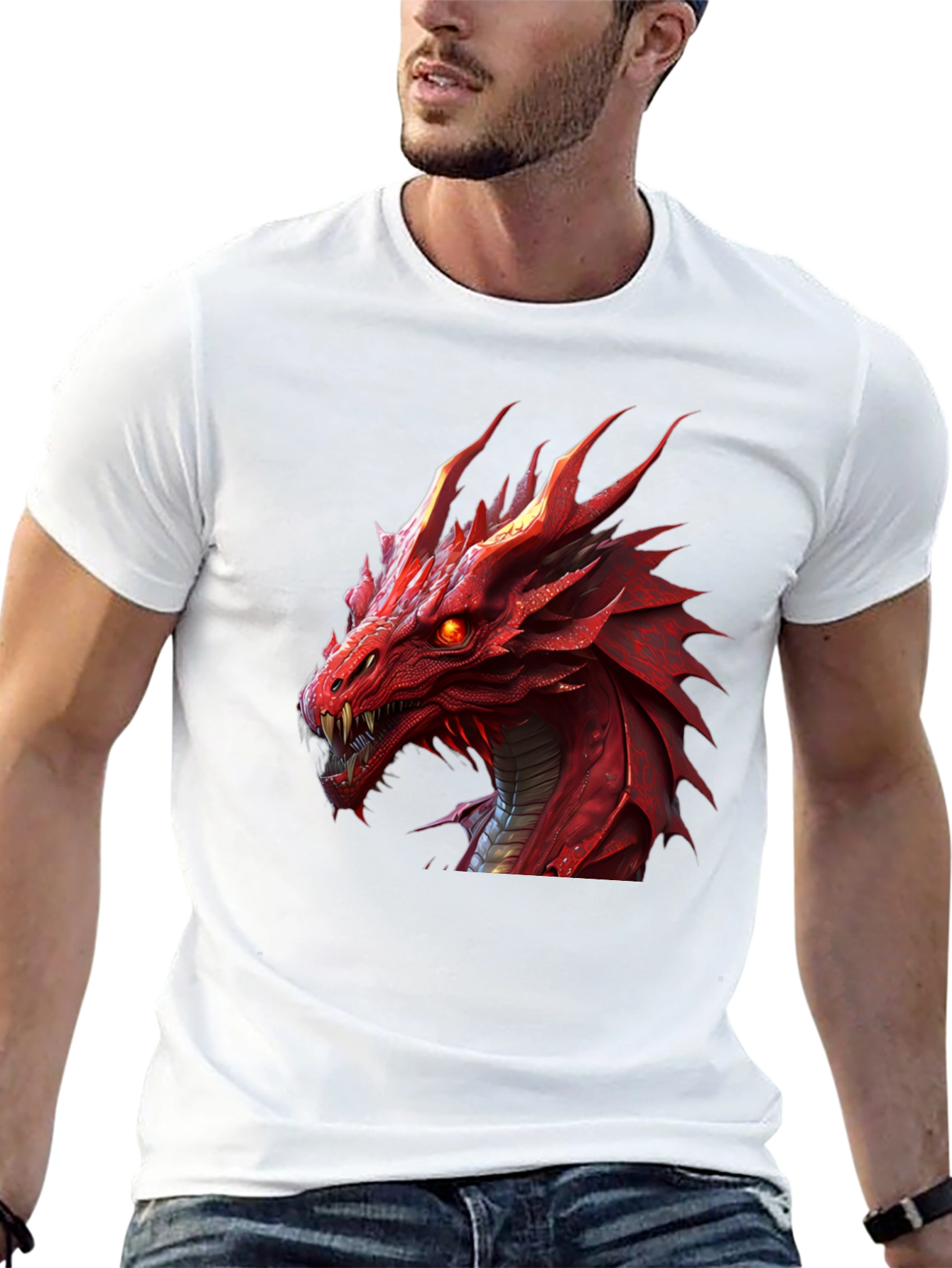 Dragon Graphic Tee - Fierce Red Dragon Design
