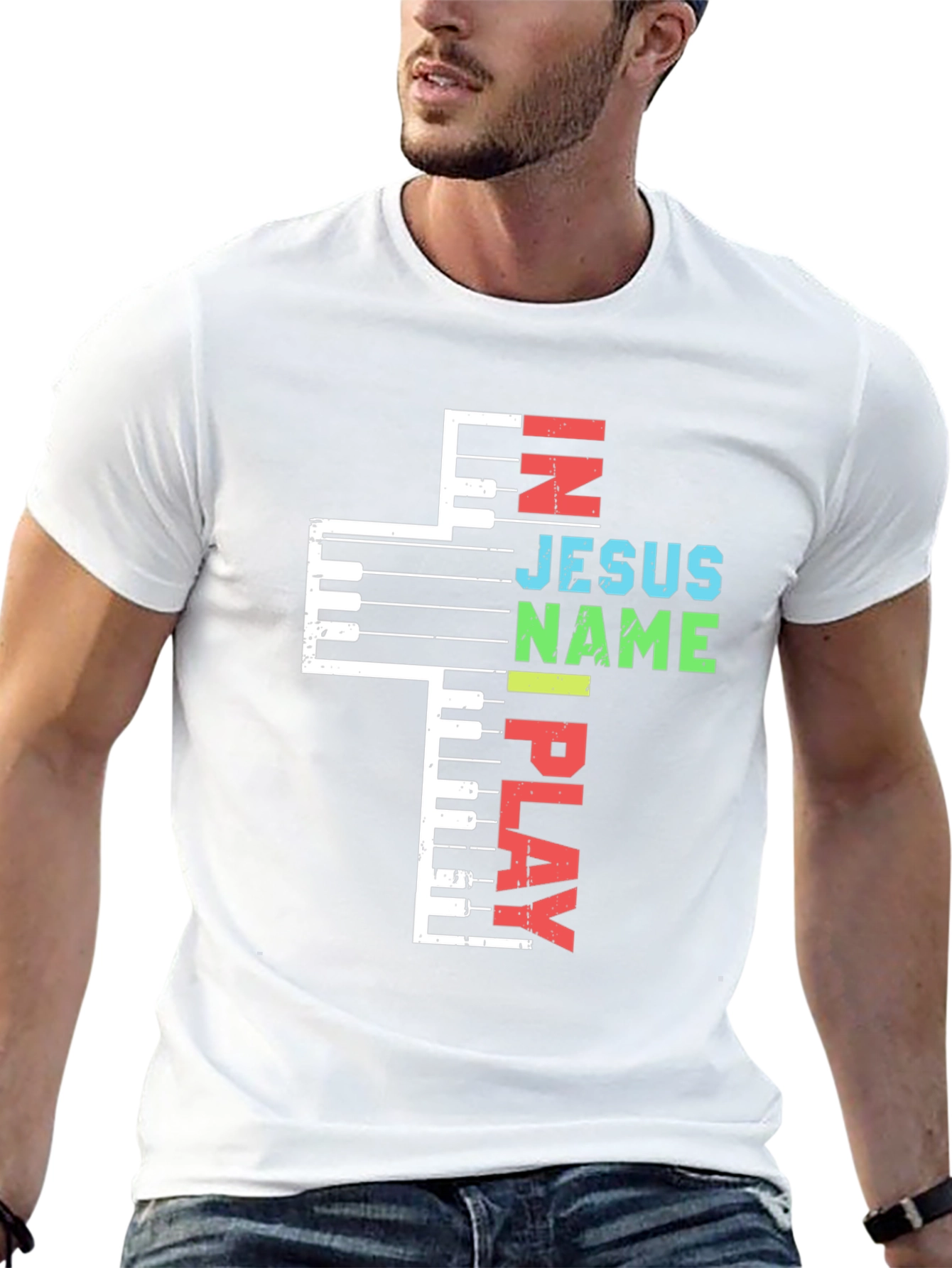 In Jesus Name I Play Piano Christian T-Shirt