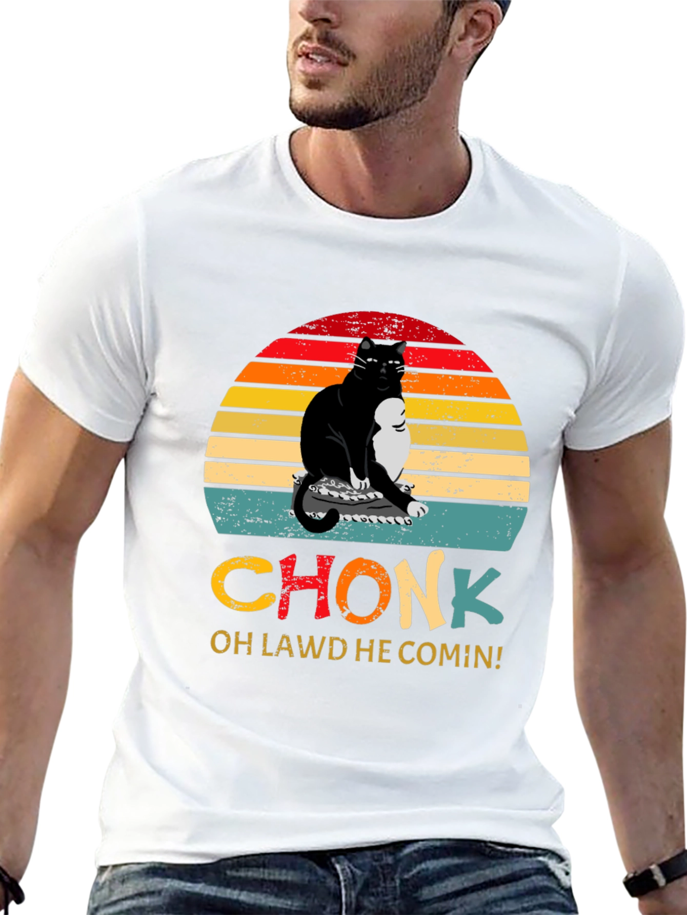 Chonk Cat T-Shirt - Oh Lawd He Comin!