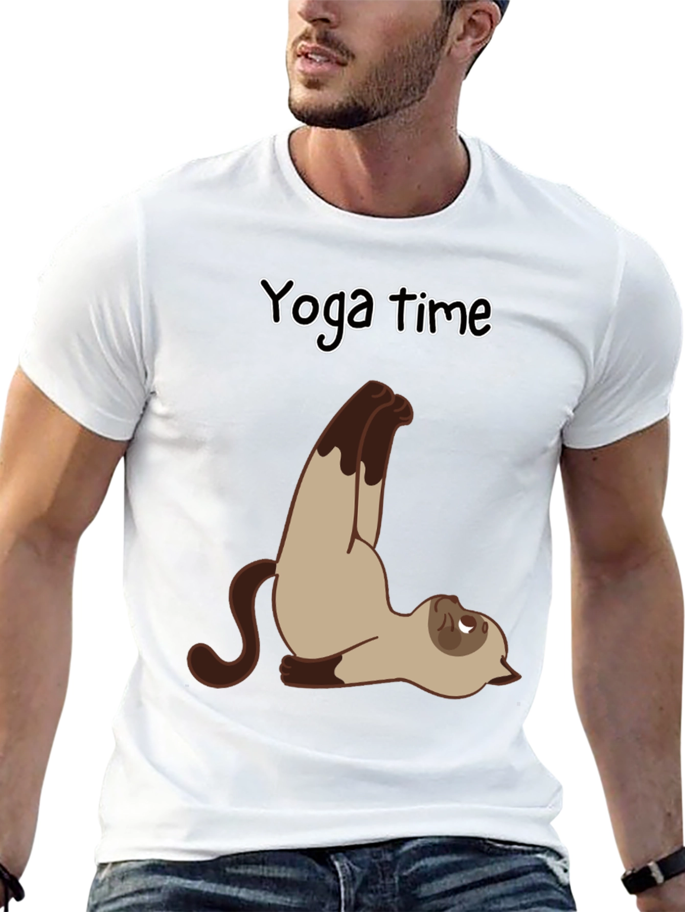 Yoga Cat T-Shirt - Funny Cartoon Graphic Tee