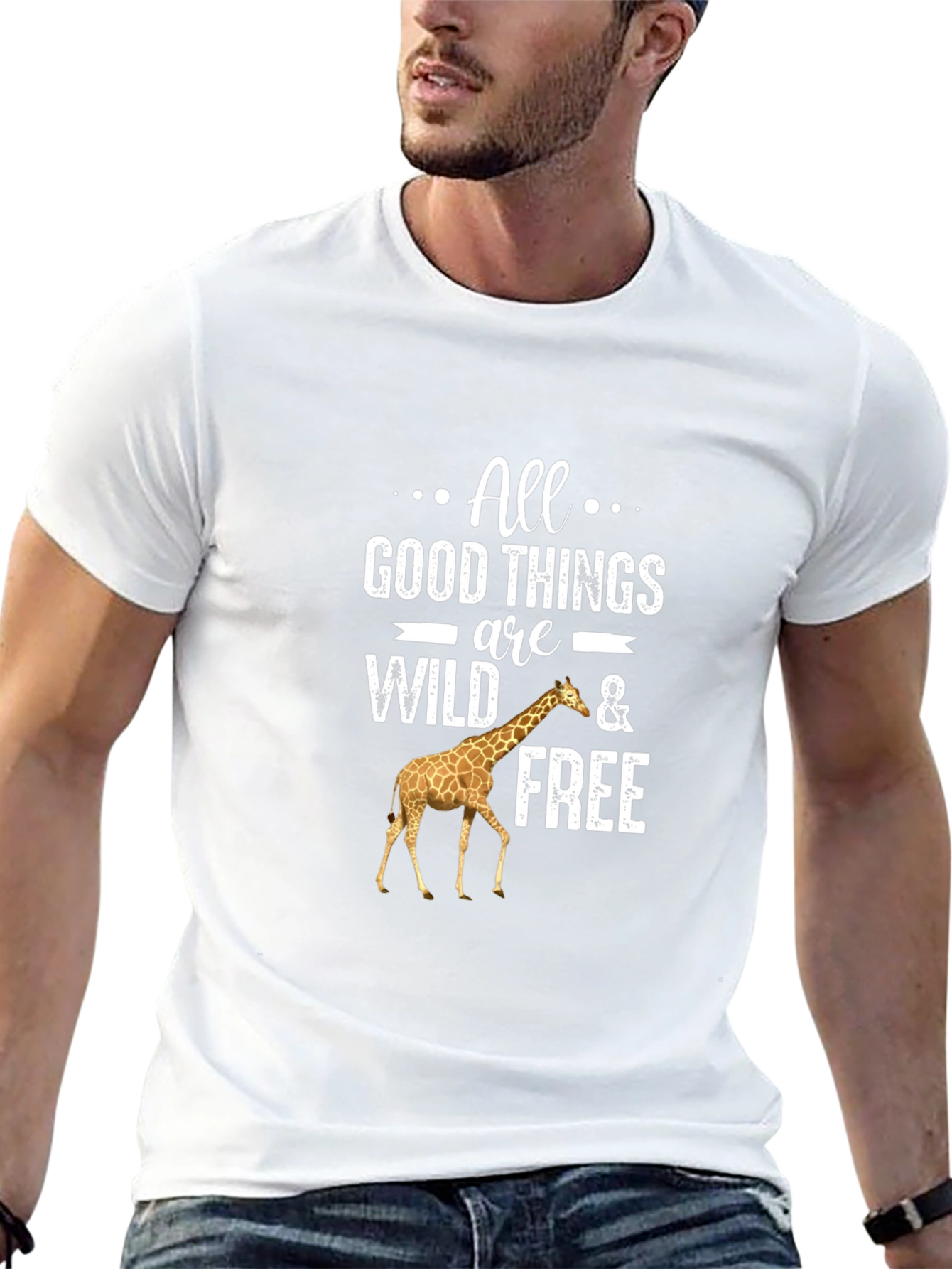 Wild and Free Giraffe Graphic Tee - Black