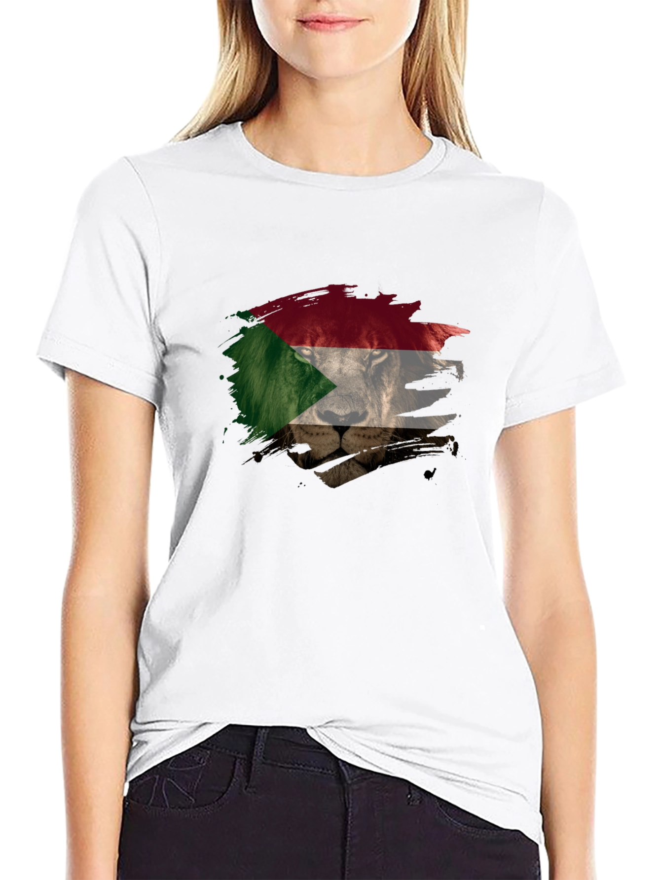 Sudan Flag Lion Graphic T-Shirt - Mens Black Tee