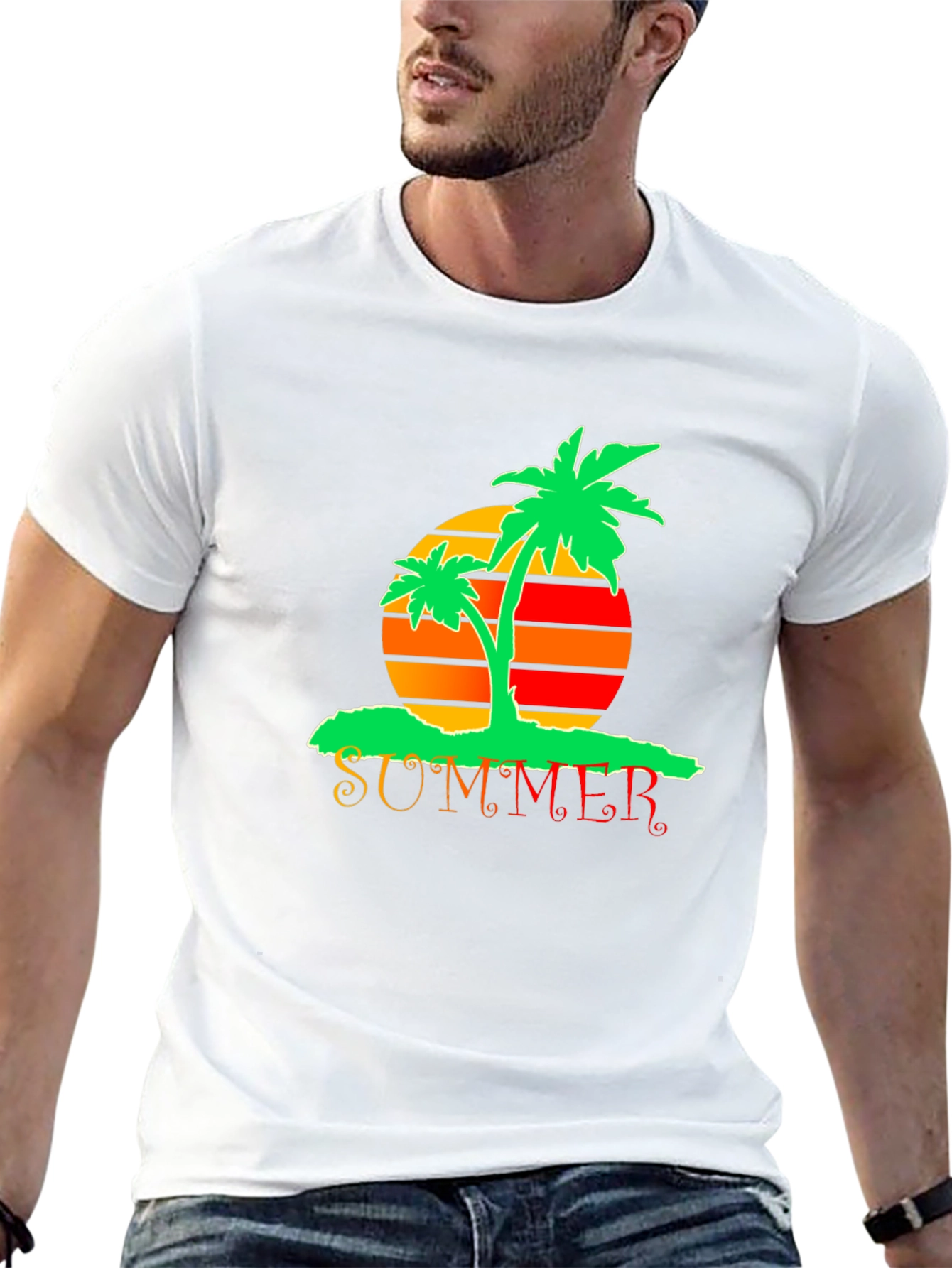 Summer Palm Tree Graphic T-Shirt