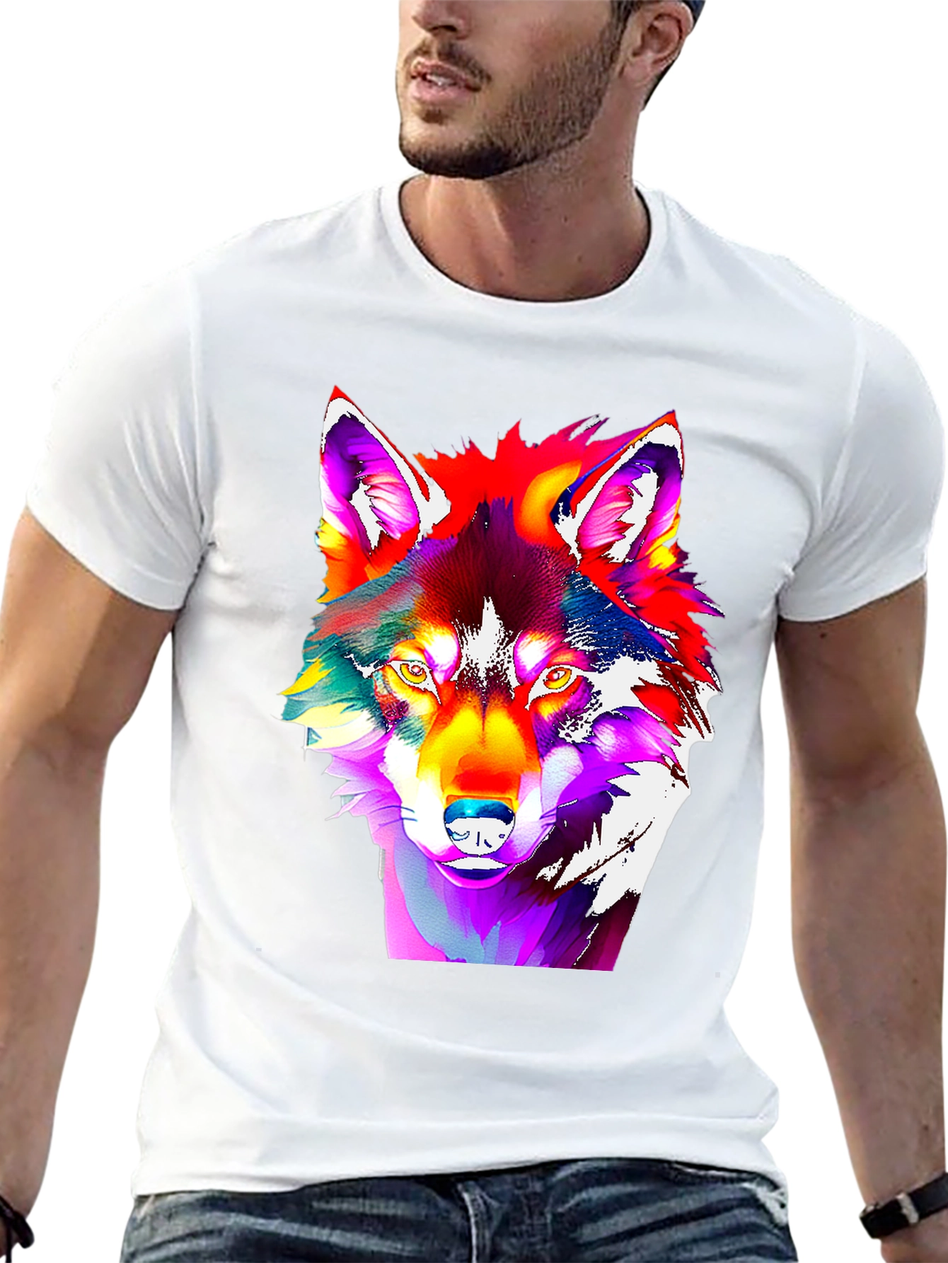 Vivid Wolf Graphic Tee - Bold Art Print