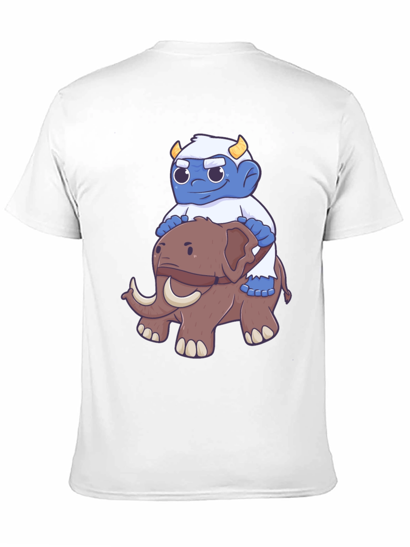 Cartoon Monster Riding Mammoth Graphic T-Shirt