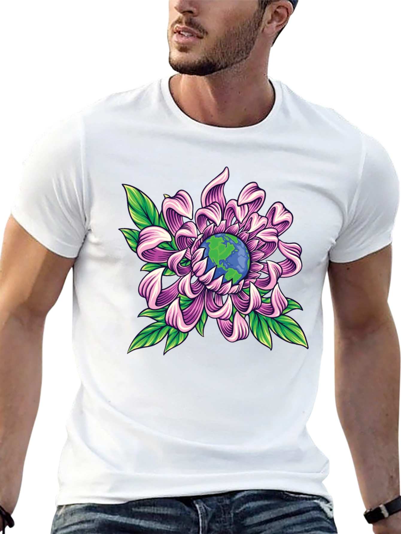 Earth Flower Graphic Tee - Save the Planet Style