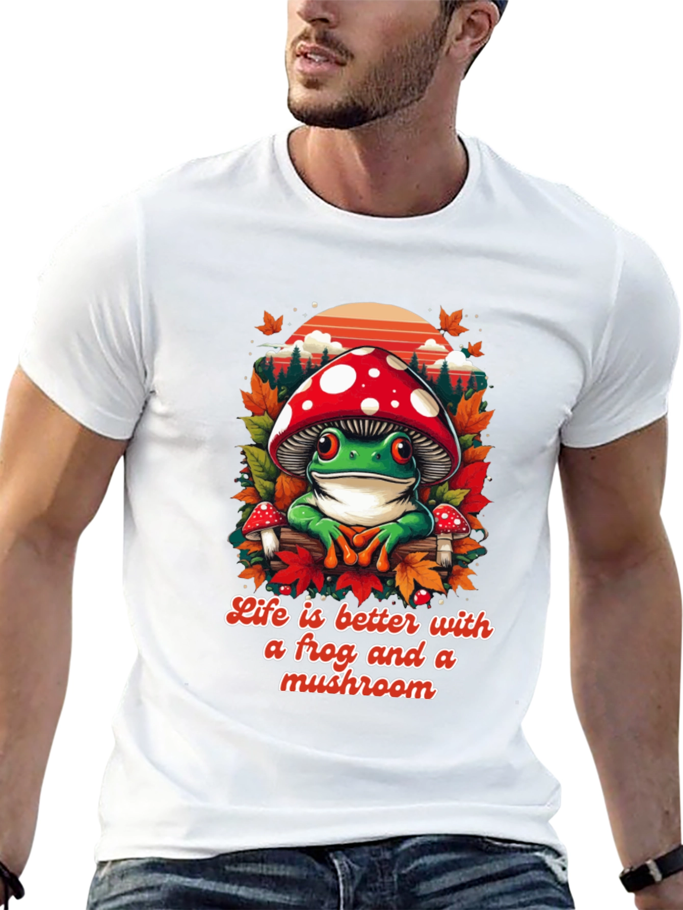 Frog and Mushroom Graphic Tee