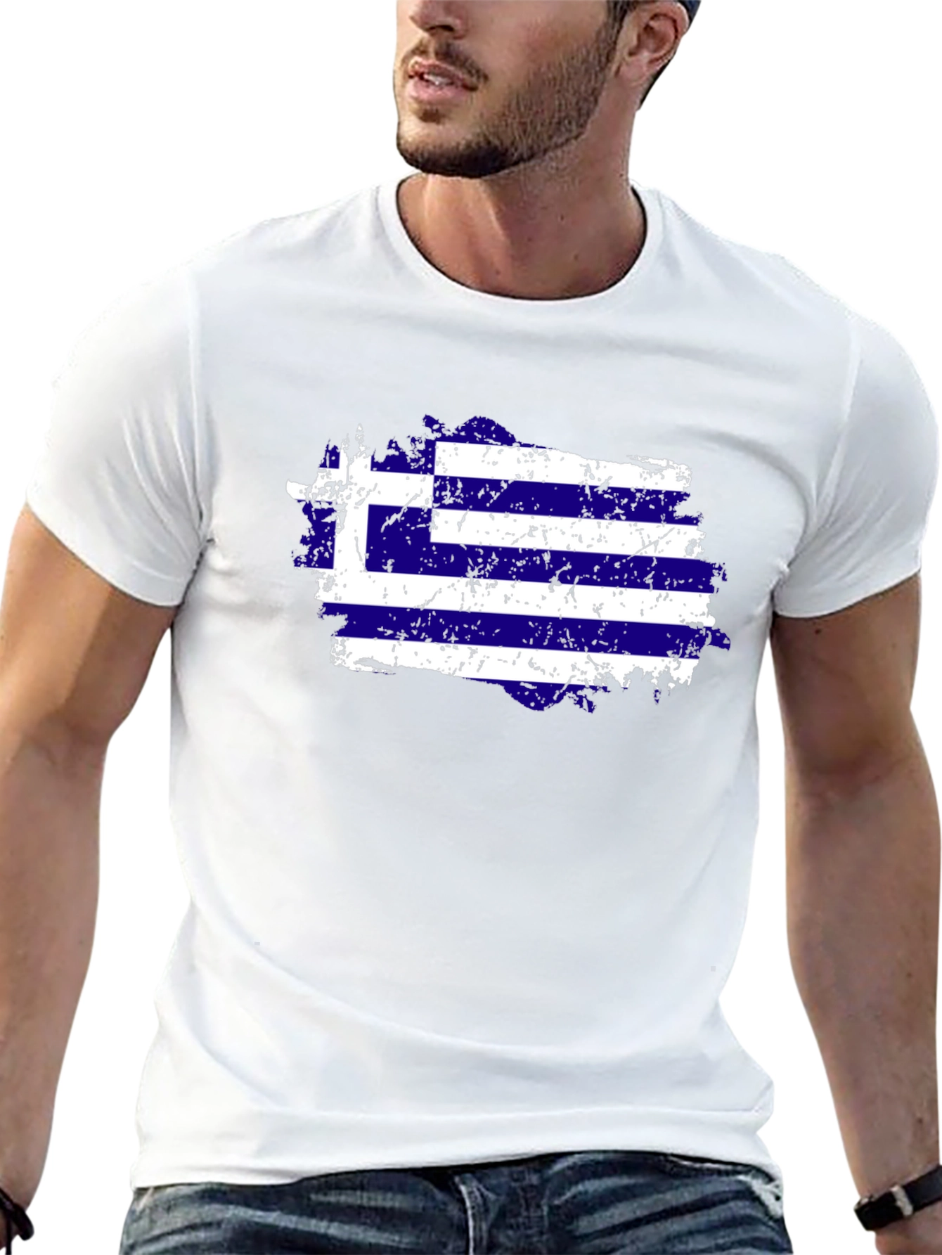 Greece Flag Distressed T-Shirt