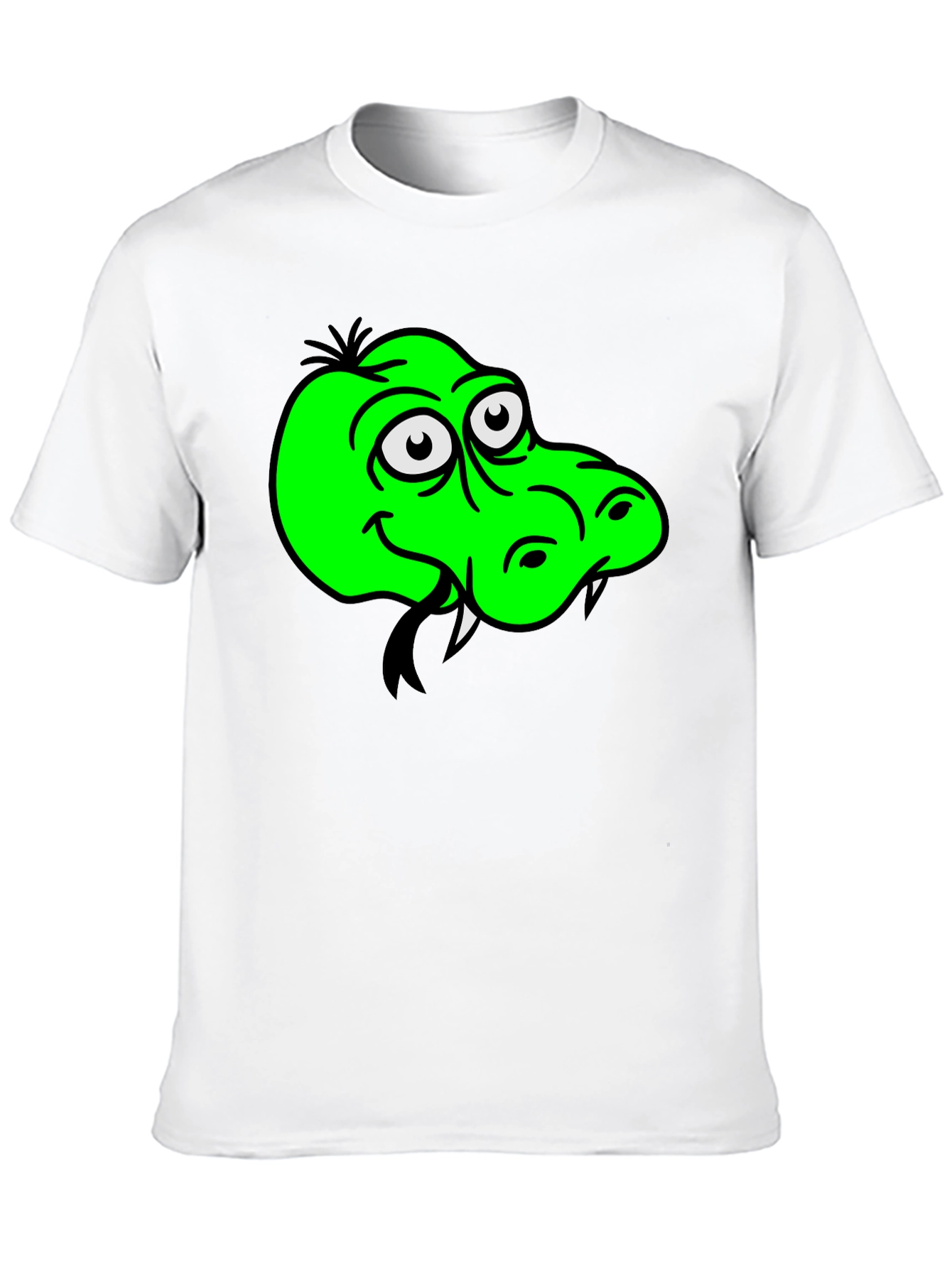 Cartoon Green Alligator Graphic Black T-Shirt