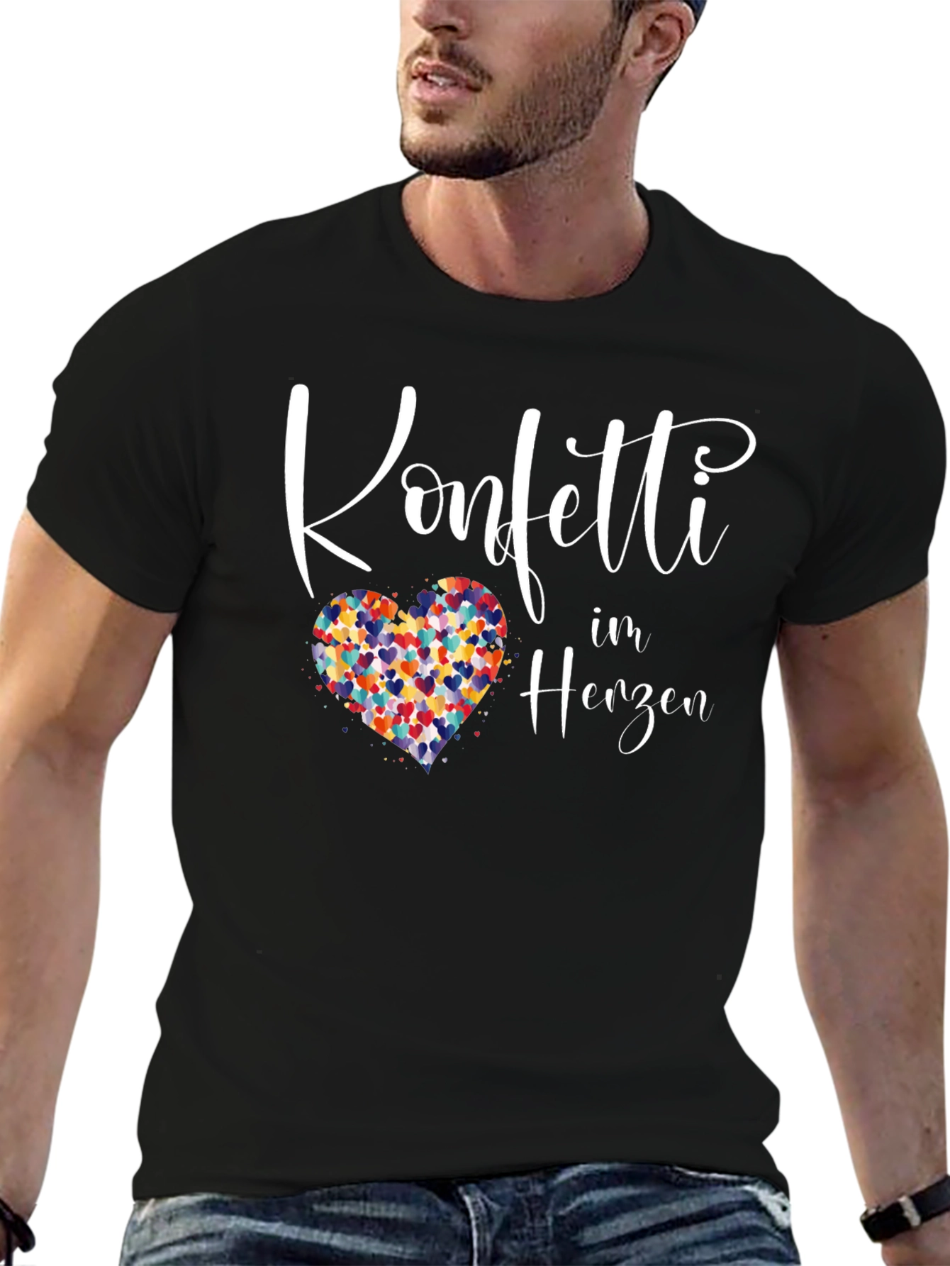 Confetti Heart T-Shirt - Black