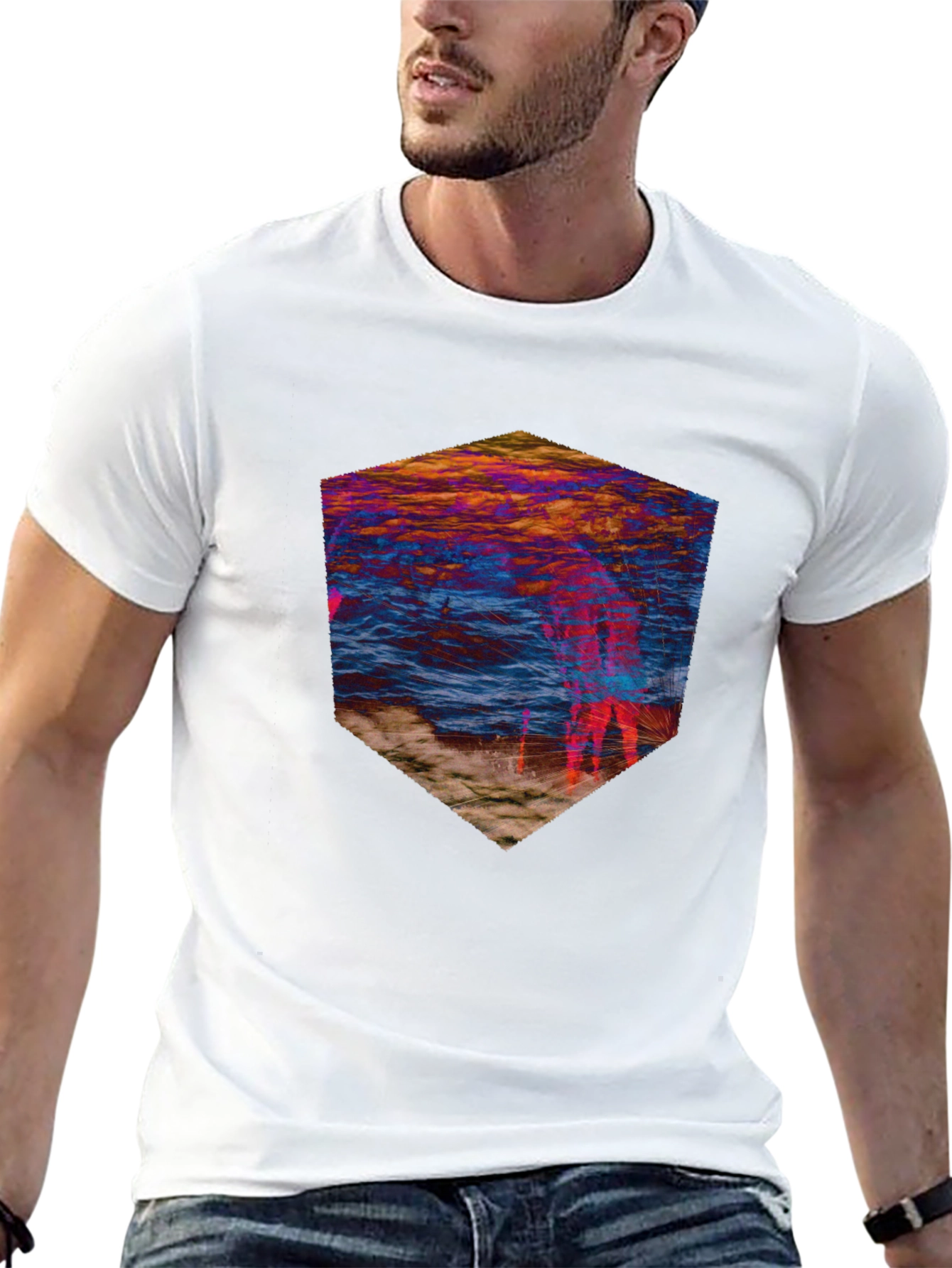 Abstract Beach Scene Graphic Tee