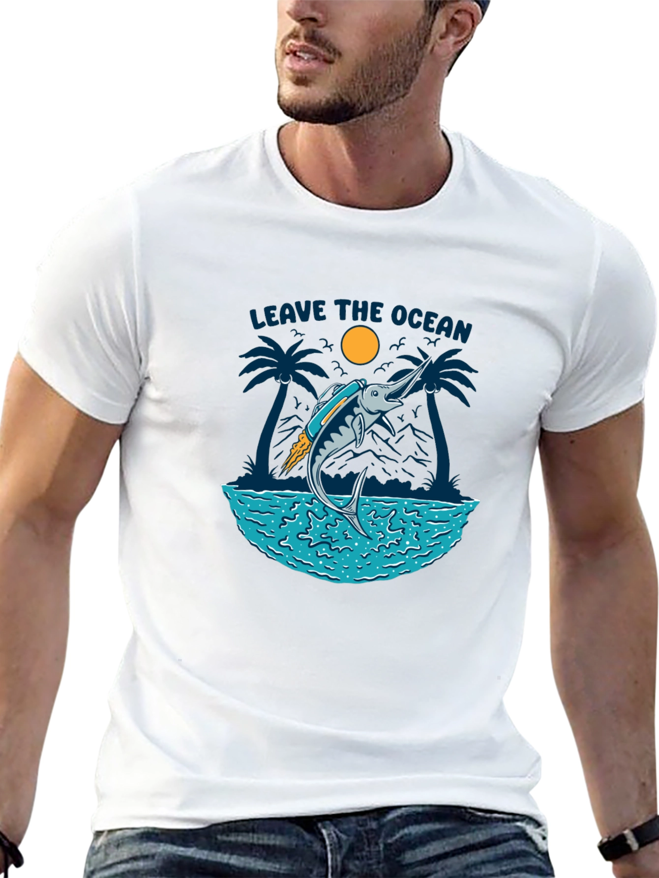 Leave the Ocean Graphic Tee - Black Casual T-Shirt