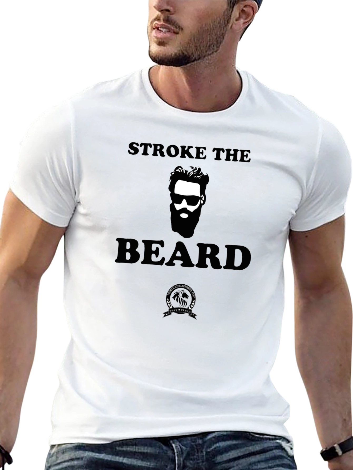 Stroke the Beard Graphic Tee - Black Cotton T-Shirt