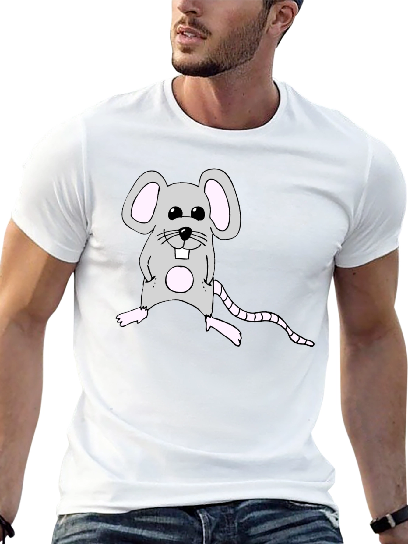 Cute Mouse Graphic Black T-Shirt