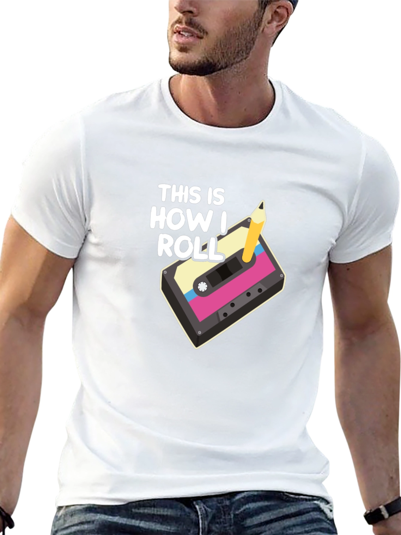 Retro Cassette Tape & Pencil T-Shirt