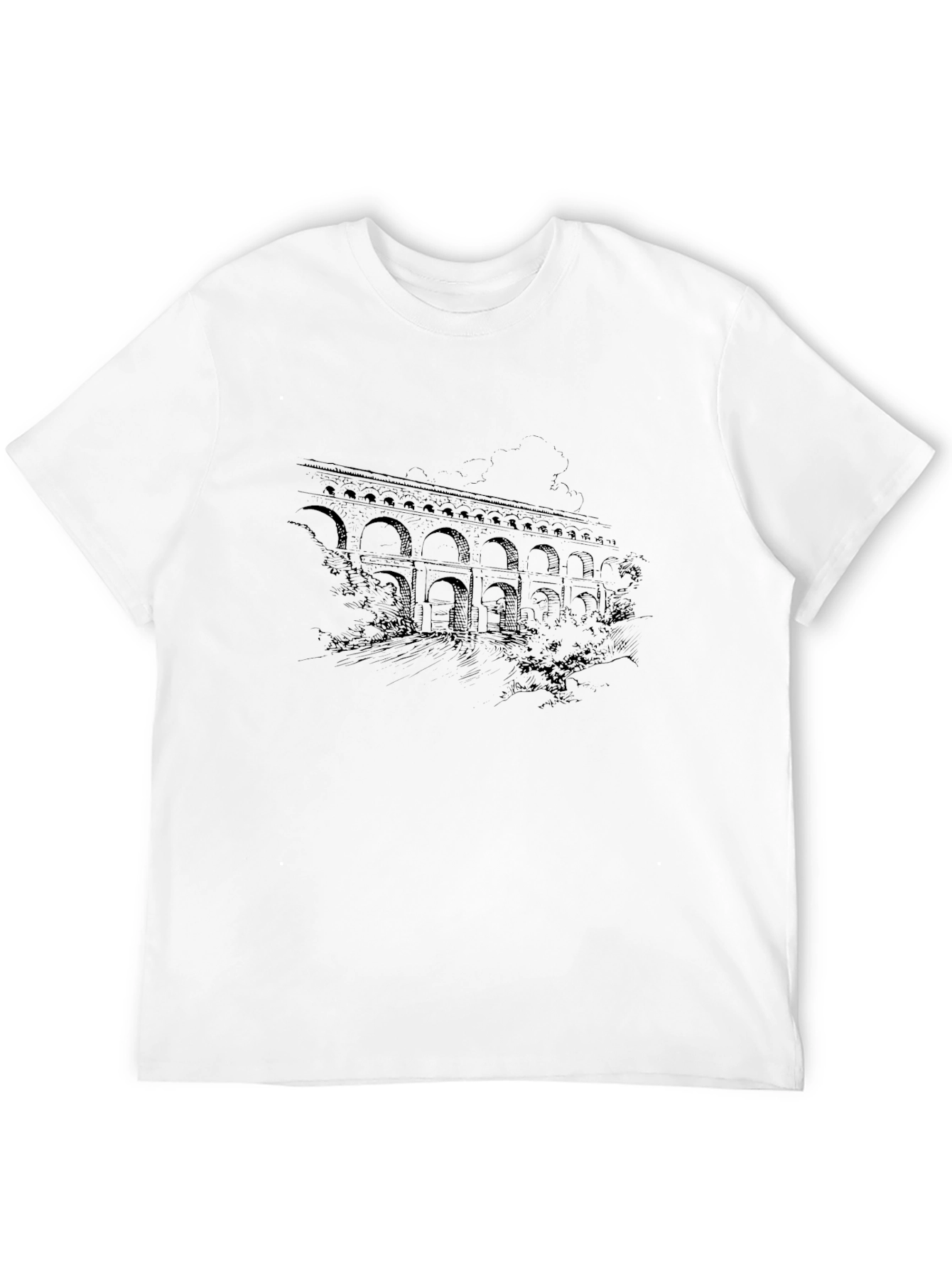 Architectural Bridge Print Black T-Shirt