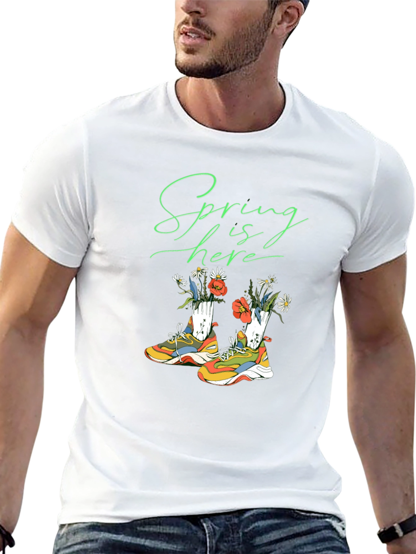 Spring is Here Shoes and Flowers Graphic T-Shirt