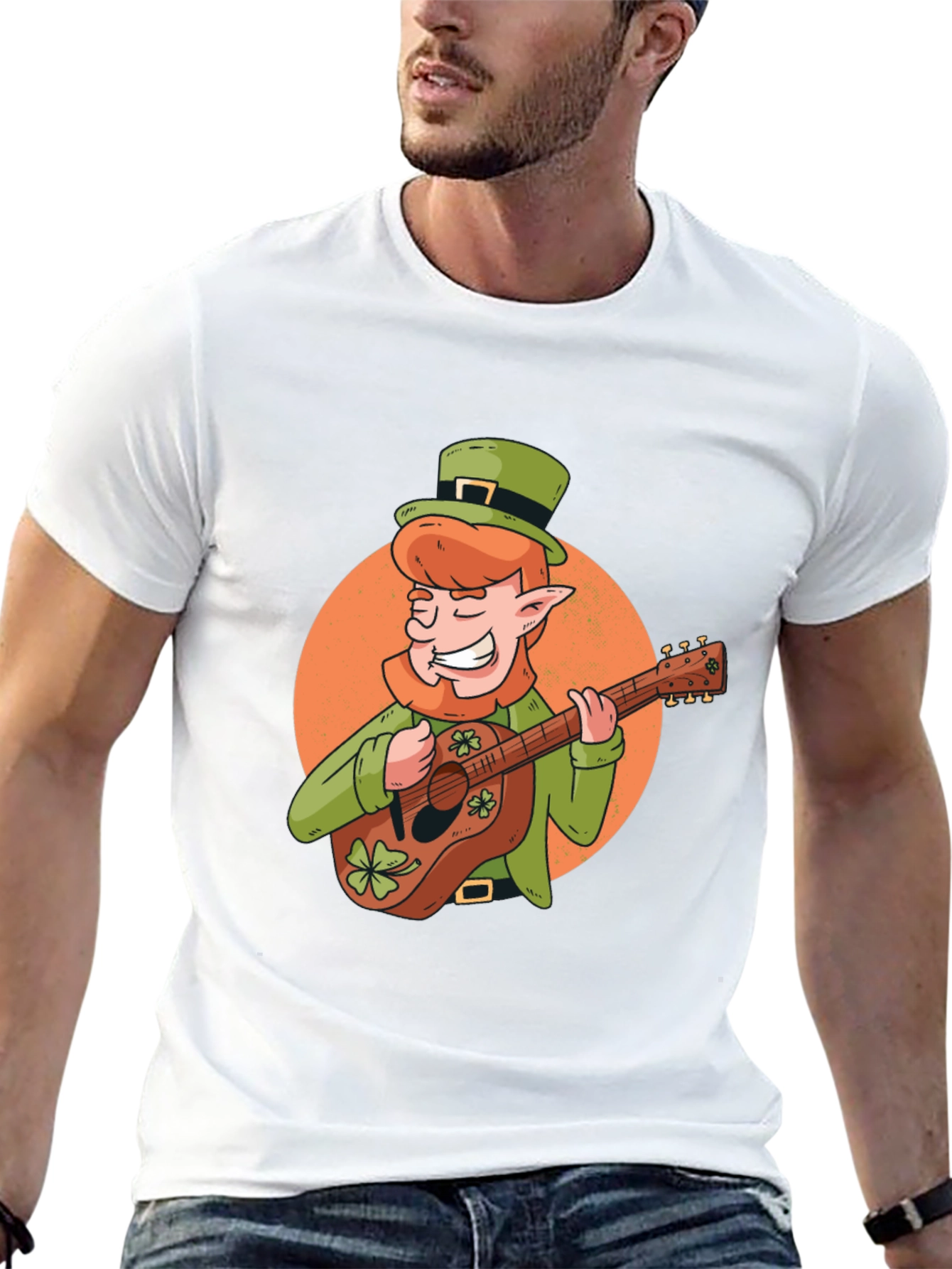 St. Patricks Day Leprechaun Guitar Graphic Tee