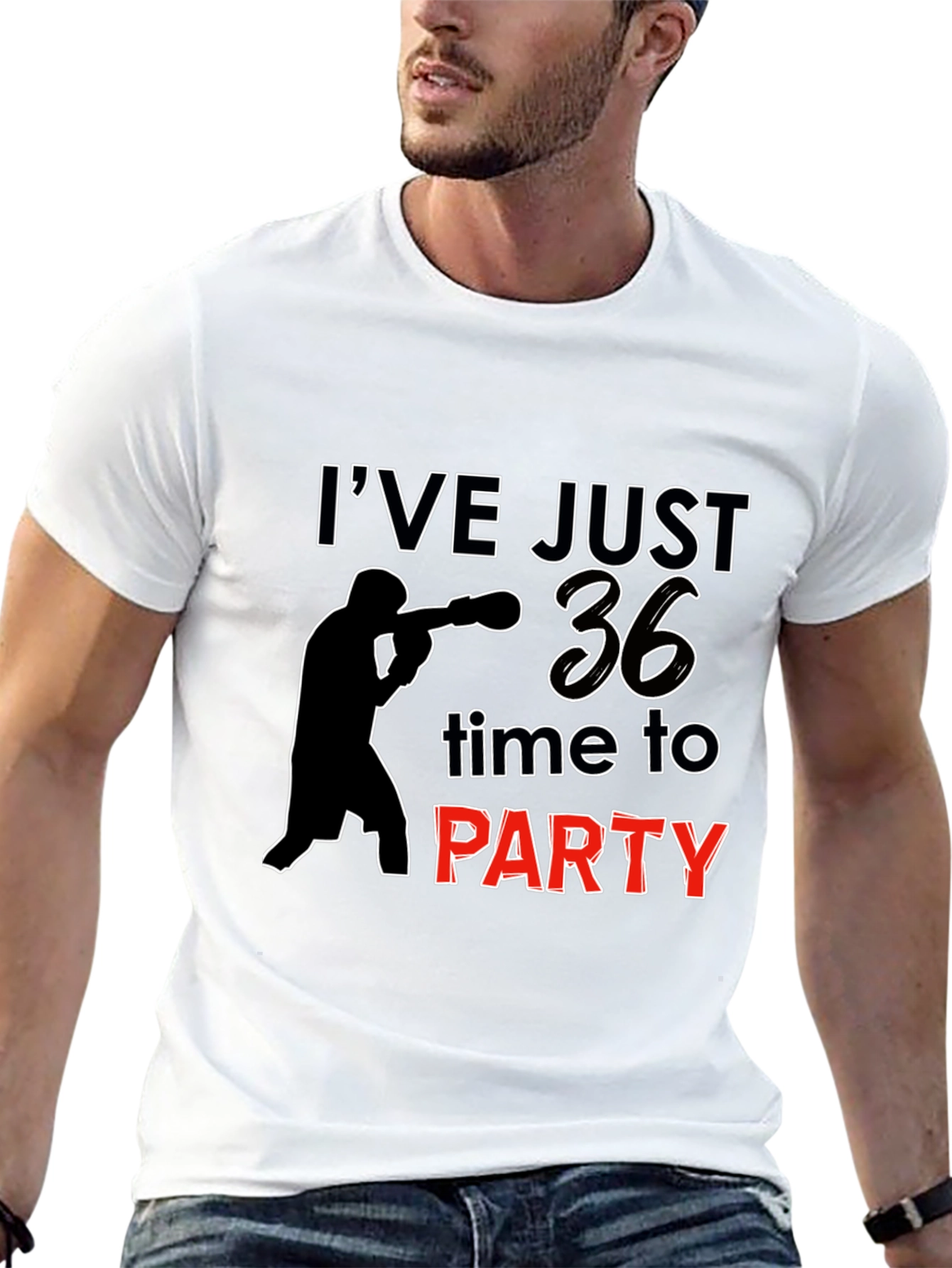 36th Birthday Party T-Shirt: Boxing Silhouette