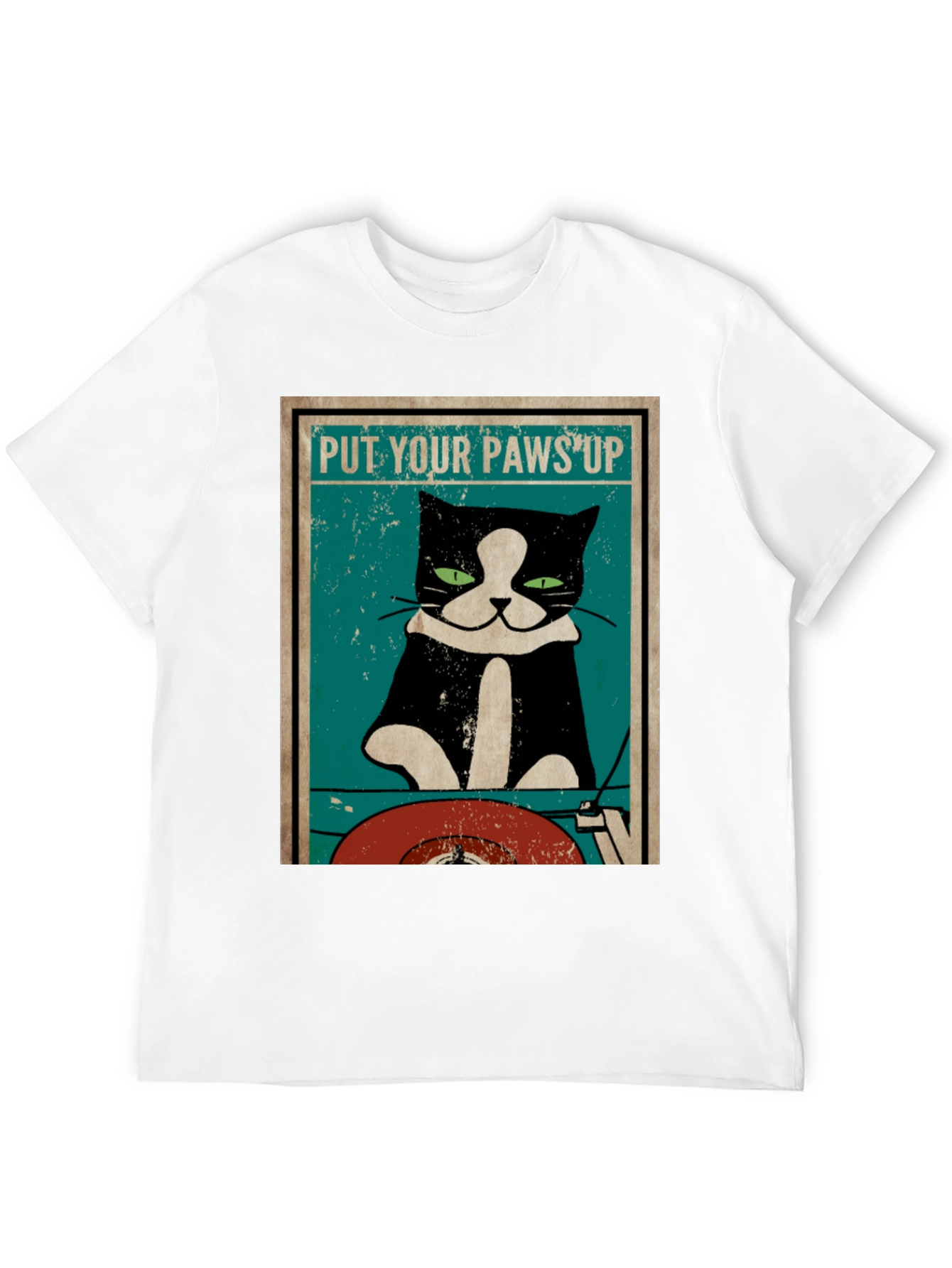 Put Your Paws Up Cat DJ Graphic T-Shirt