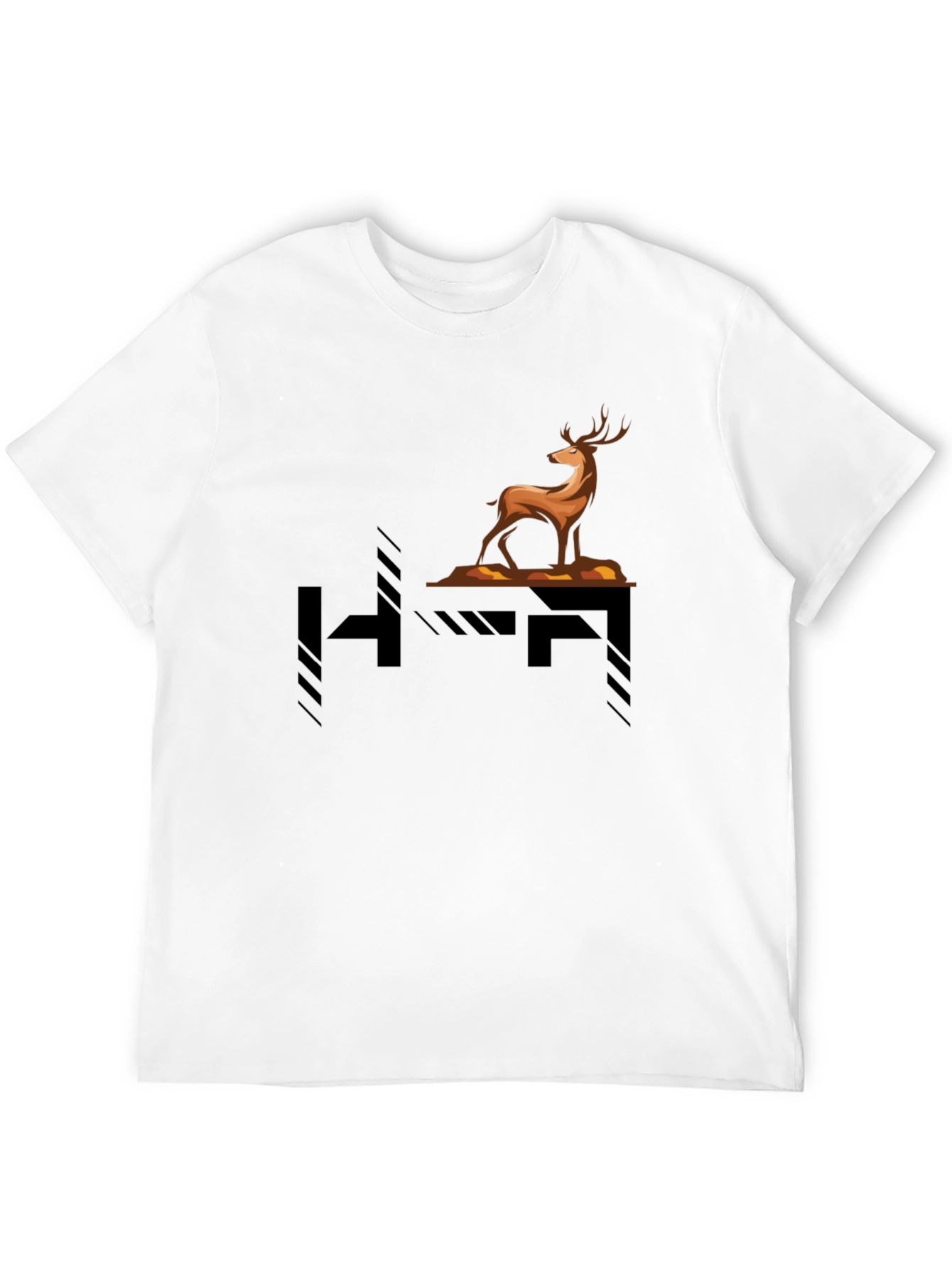 Stylish Deer Graphic Black T-Shirt