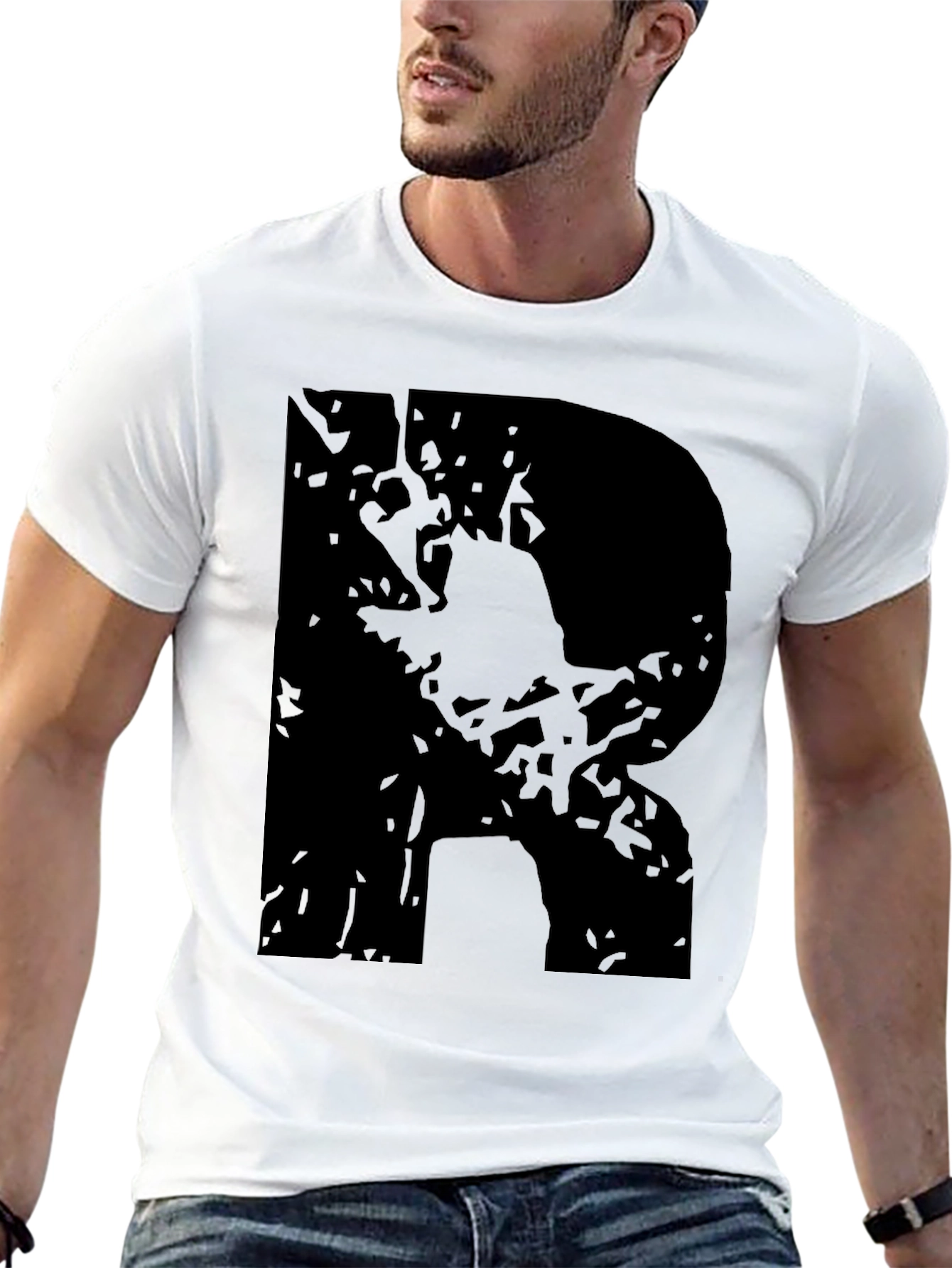 Black R Graphic Tee - Casual Style