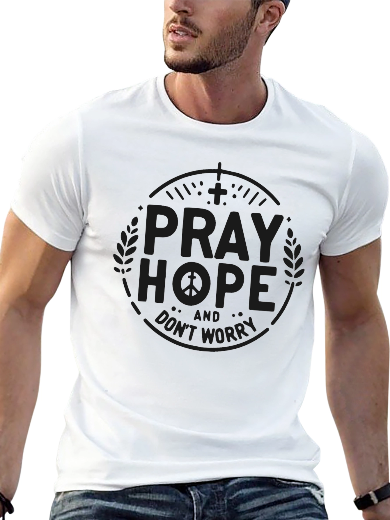 Pray Hope Worry Graphic Tee - Black