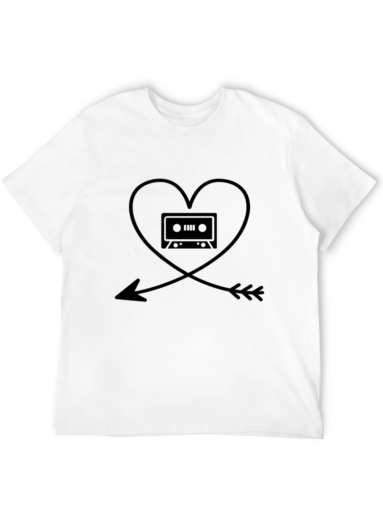 Retro Music Lover T-Shirt - Heart Arrow Cassette Tape