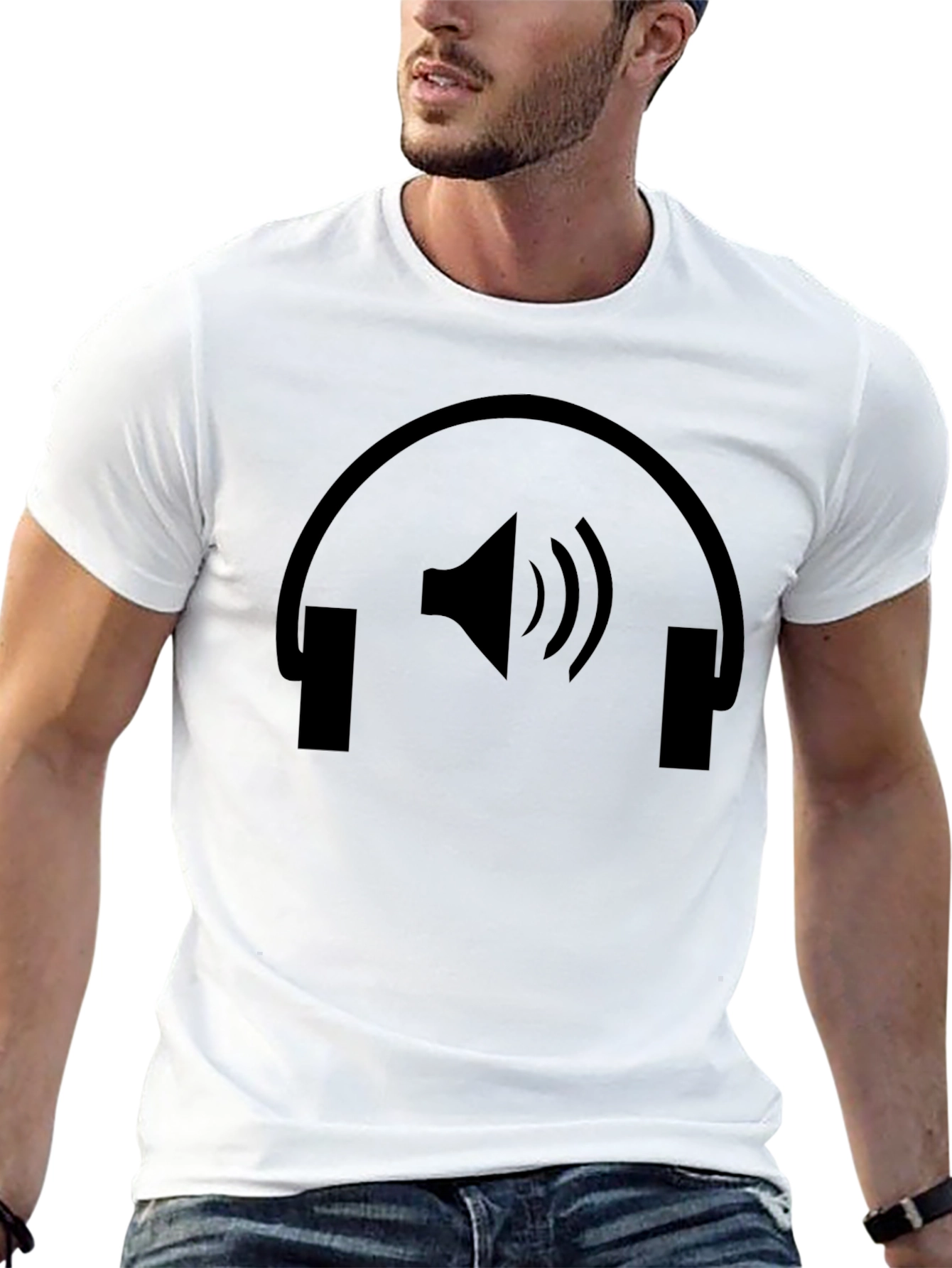Headphone Speaker Graphic Black T-Shirt