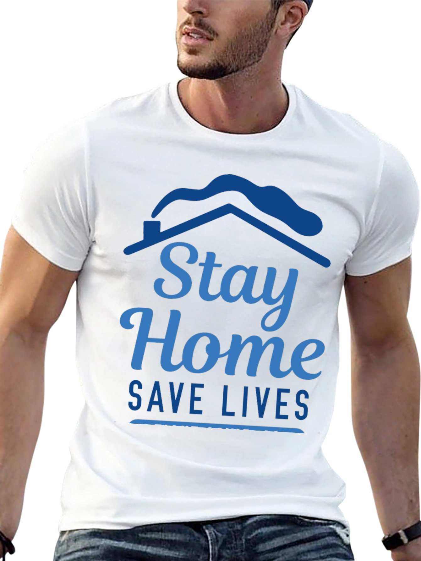 Stay Home Save Lives Graphic Tee - Black