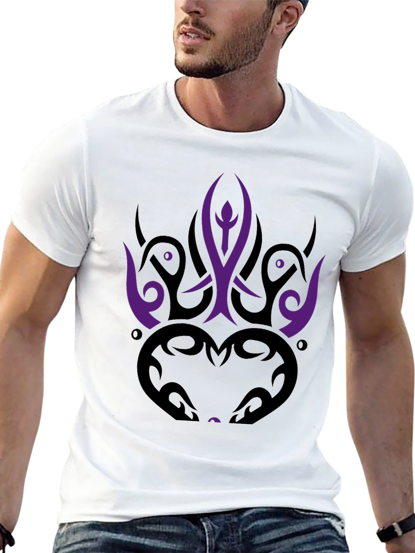 Tribal Graphic Tee - Bold Purple & Black Design