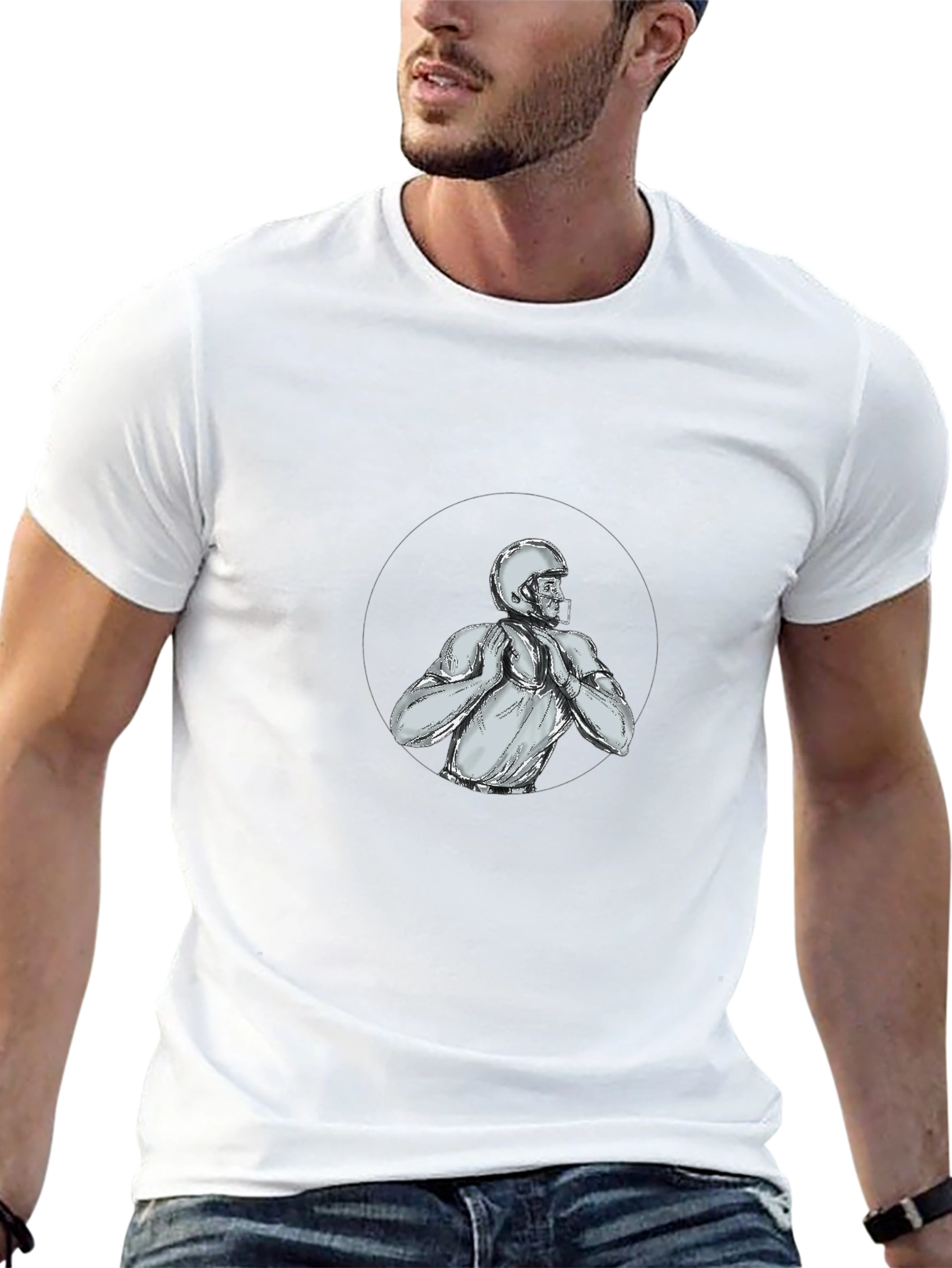 Football Player Sketch Graphic Tee