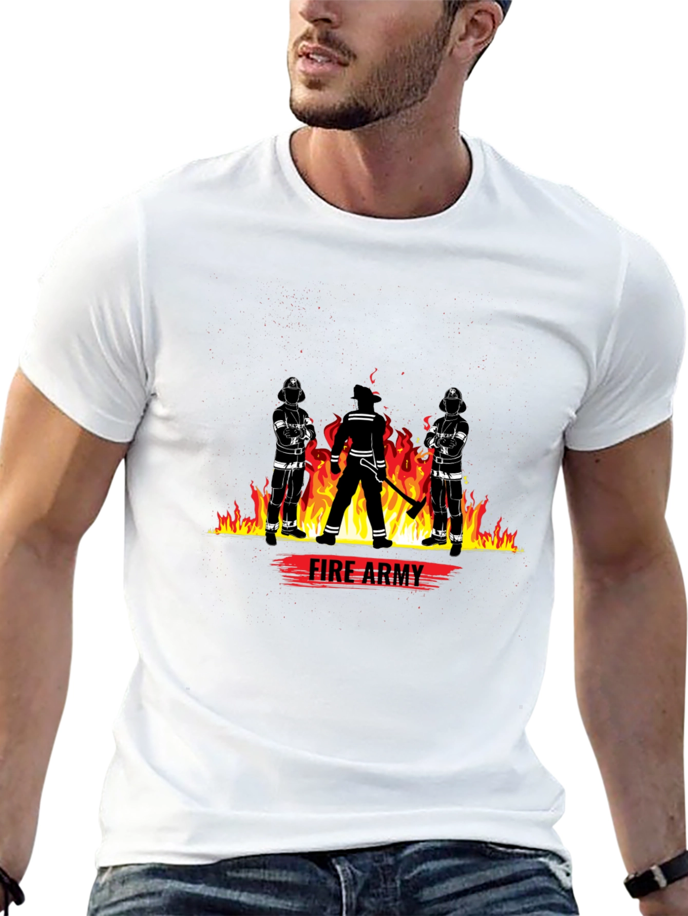 Fire Army Graphic Tee - Black Cotton T-Shirt