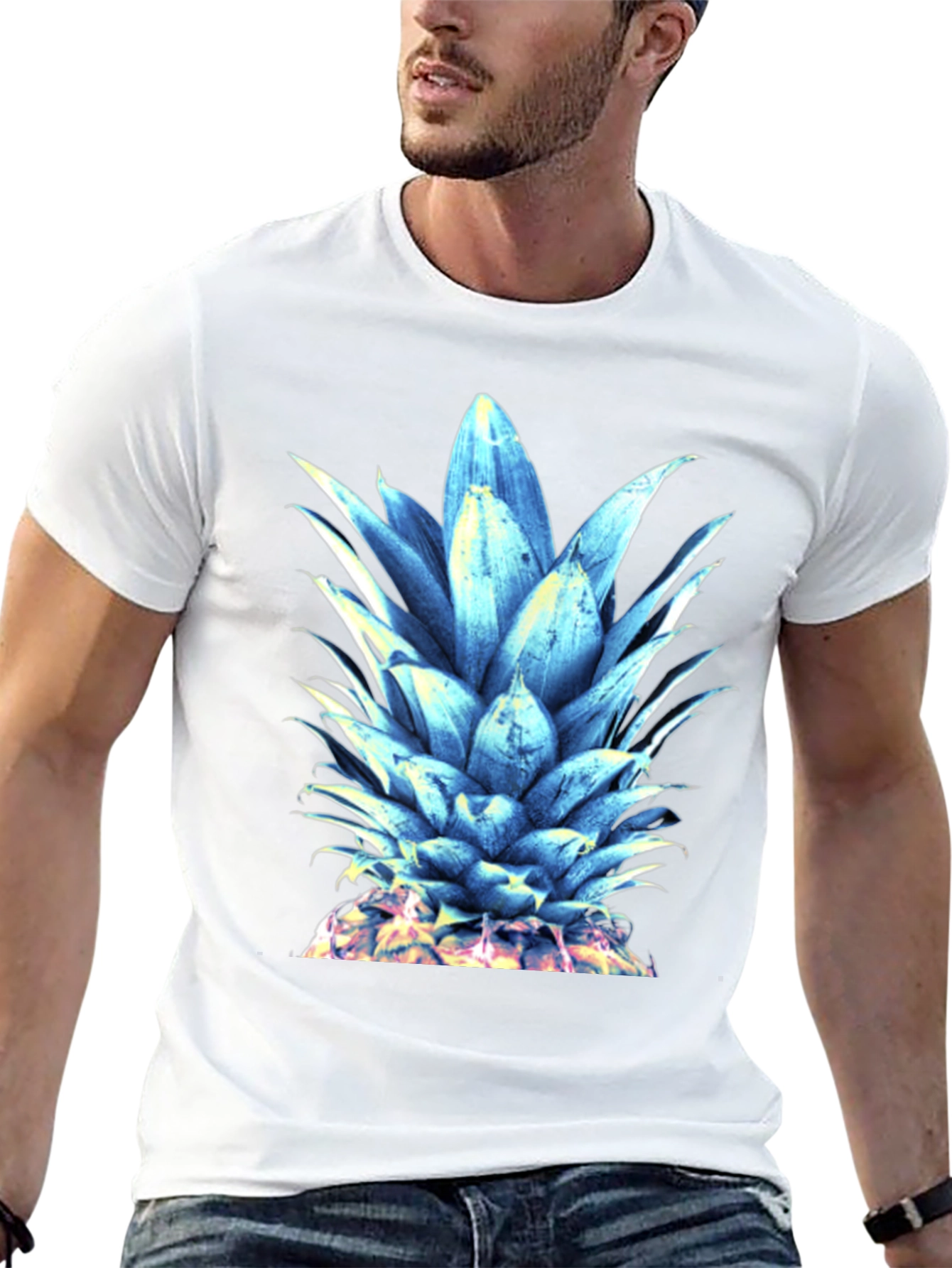 Cool Blue Pineapple Graphic T-Shirt