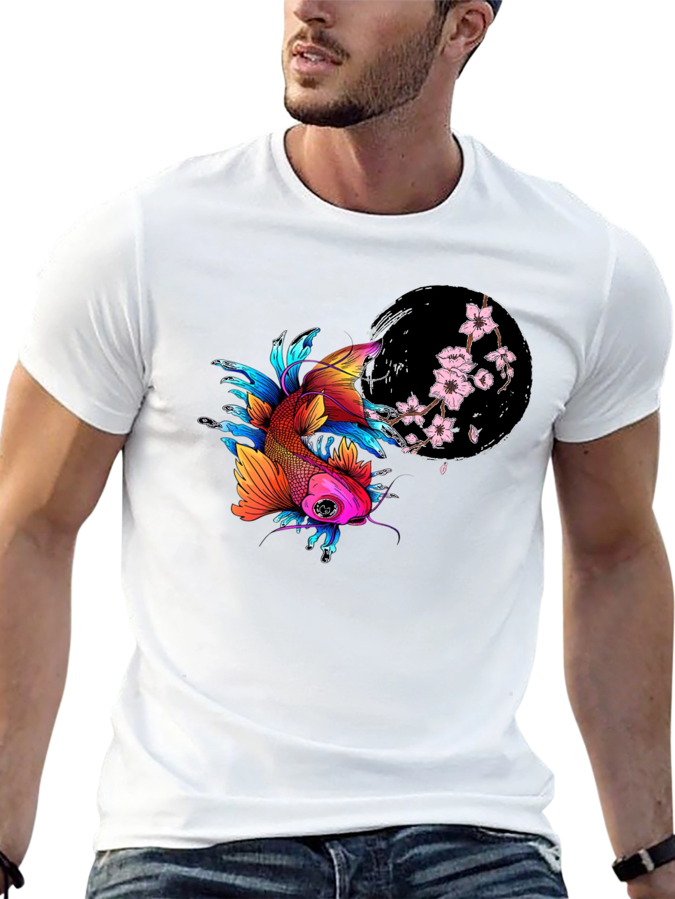 Koi Fish T-Shirt - Japanese Art Style