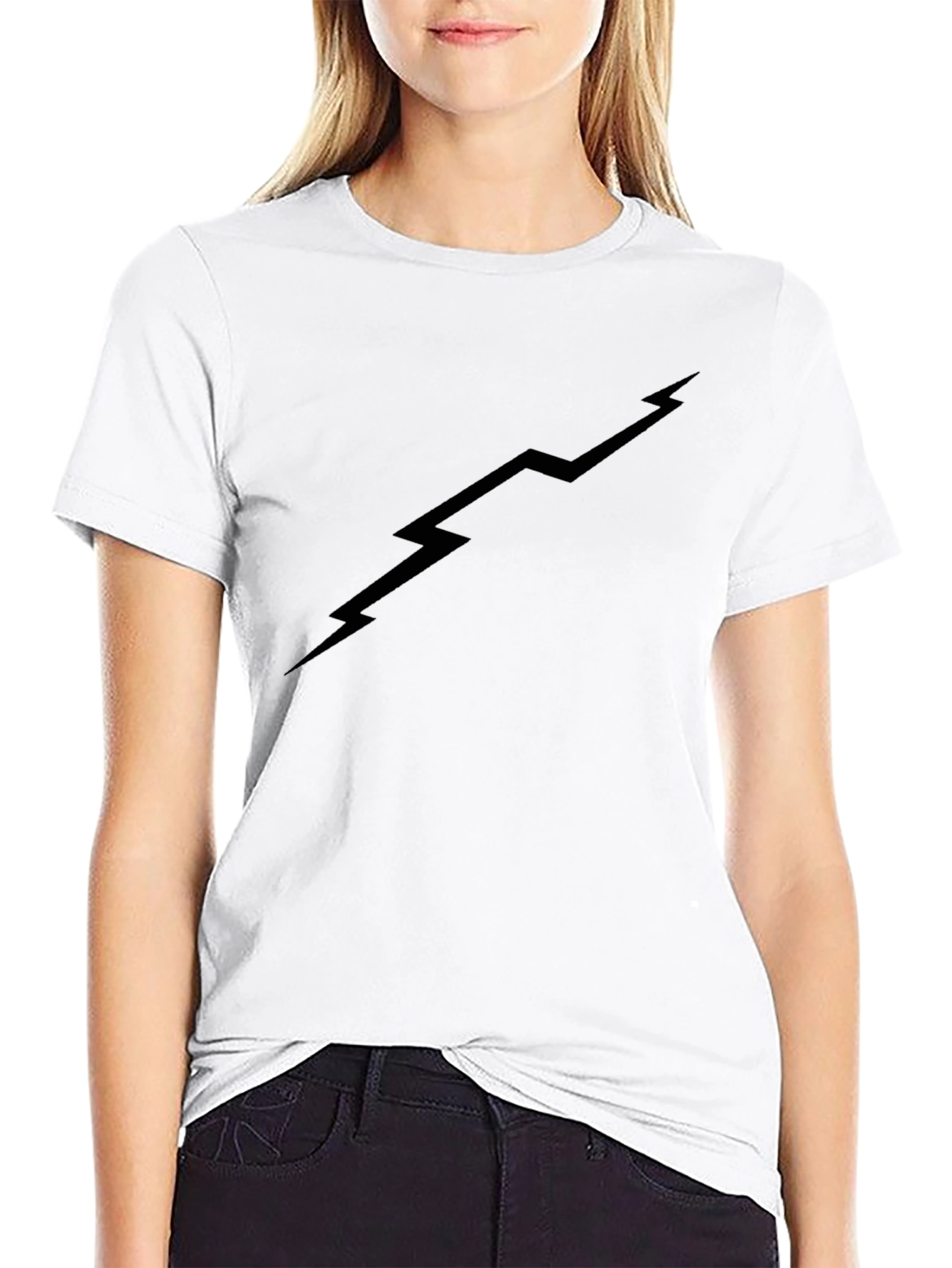 Mens Black Lightning Bolt Graphic Tee