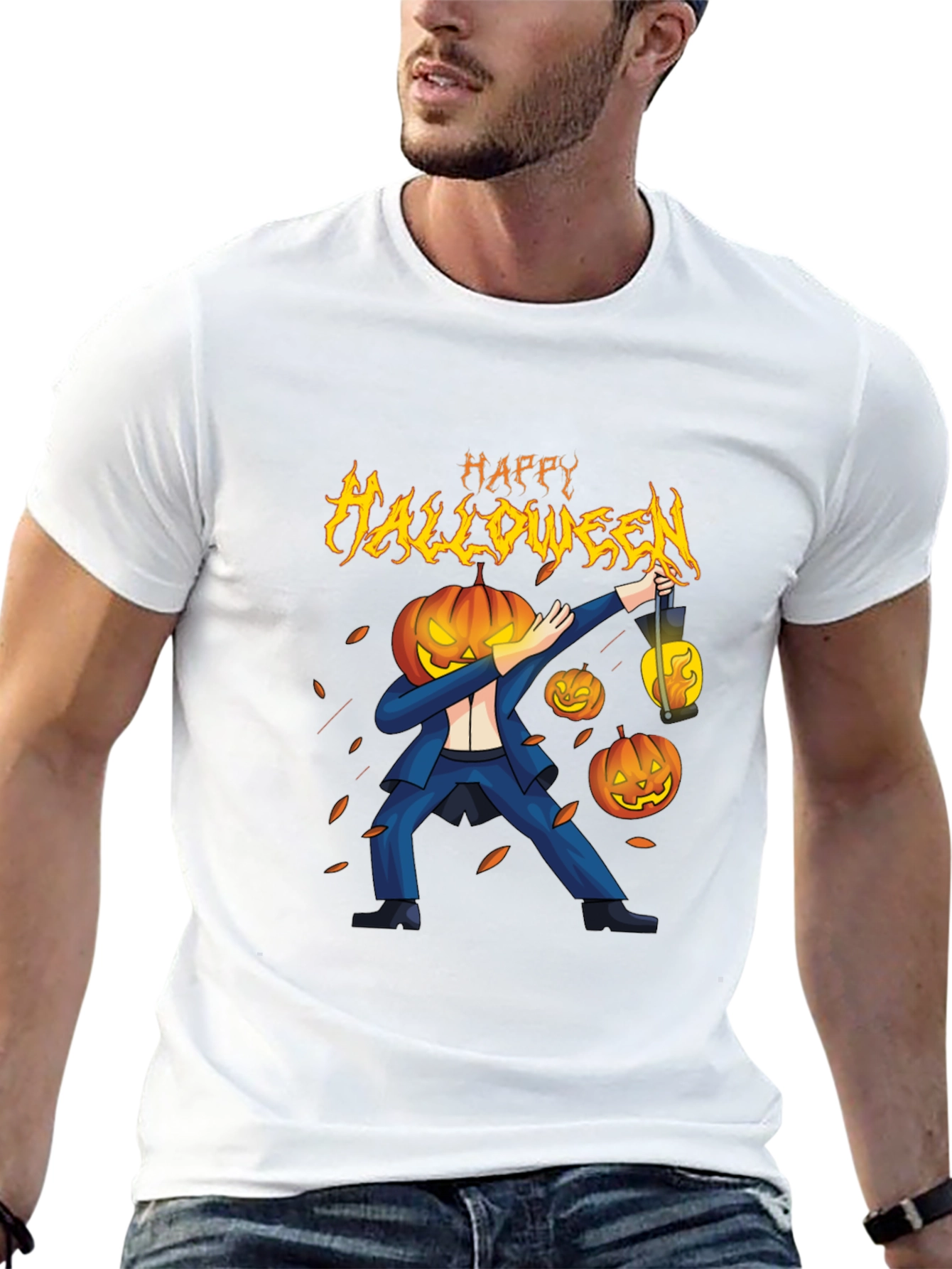 Happy Halloween Pumpkin Head Dabbing T-Shirt